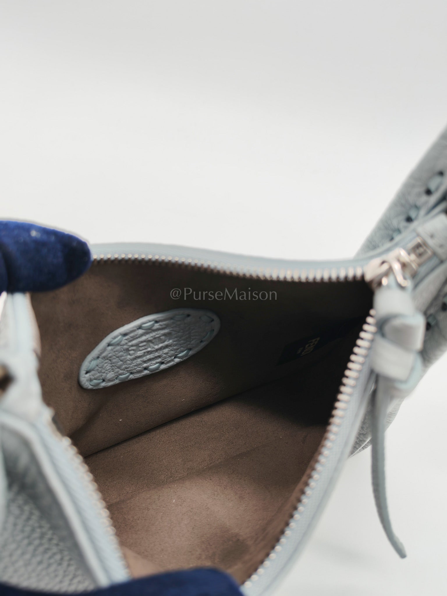 Mini Fendessence Cuoio Romano Leather in Light Blue Shoulder Bag | Purse Maison Luxury Bags Shop