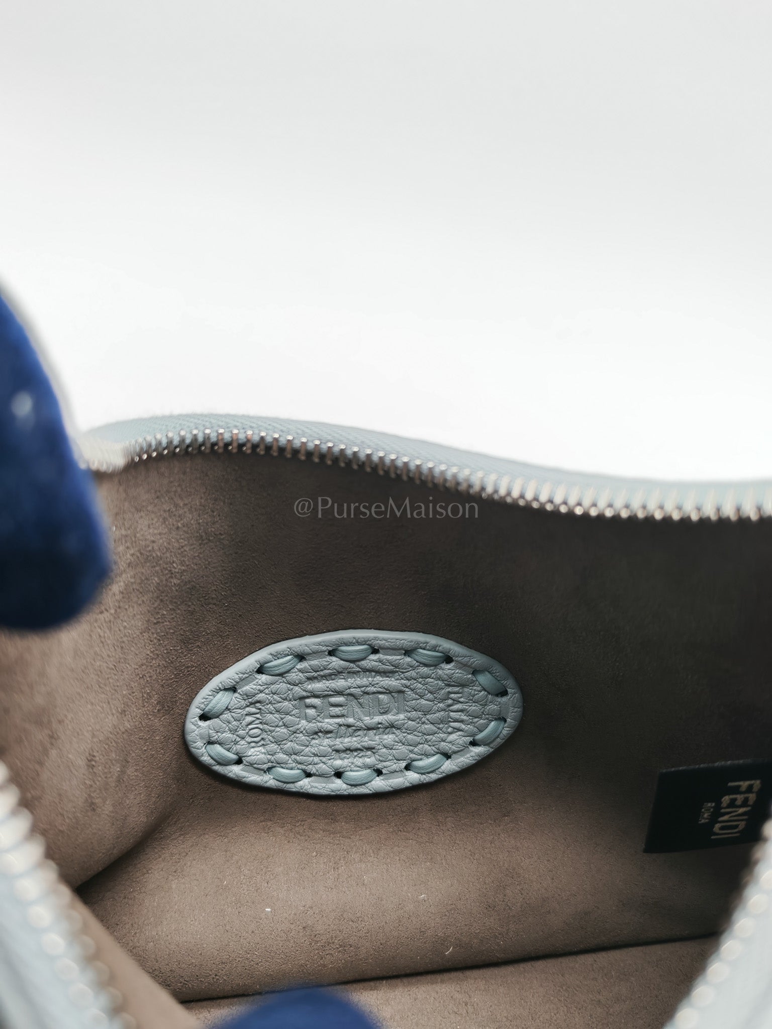 Mini Fendessence Cuoio Romano Leather in Light Blue Shoulder Bag | Purse Maison Luxury Bags Shop