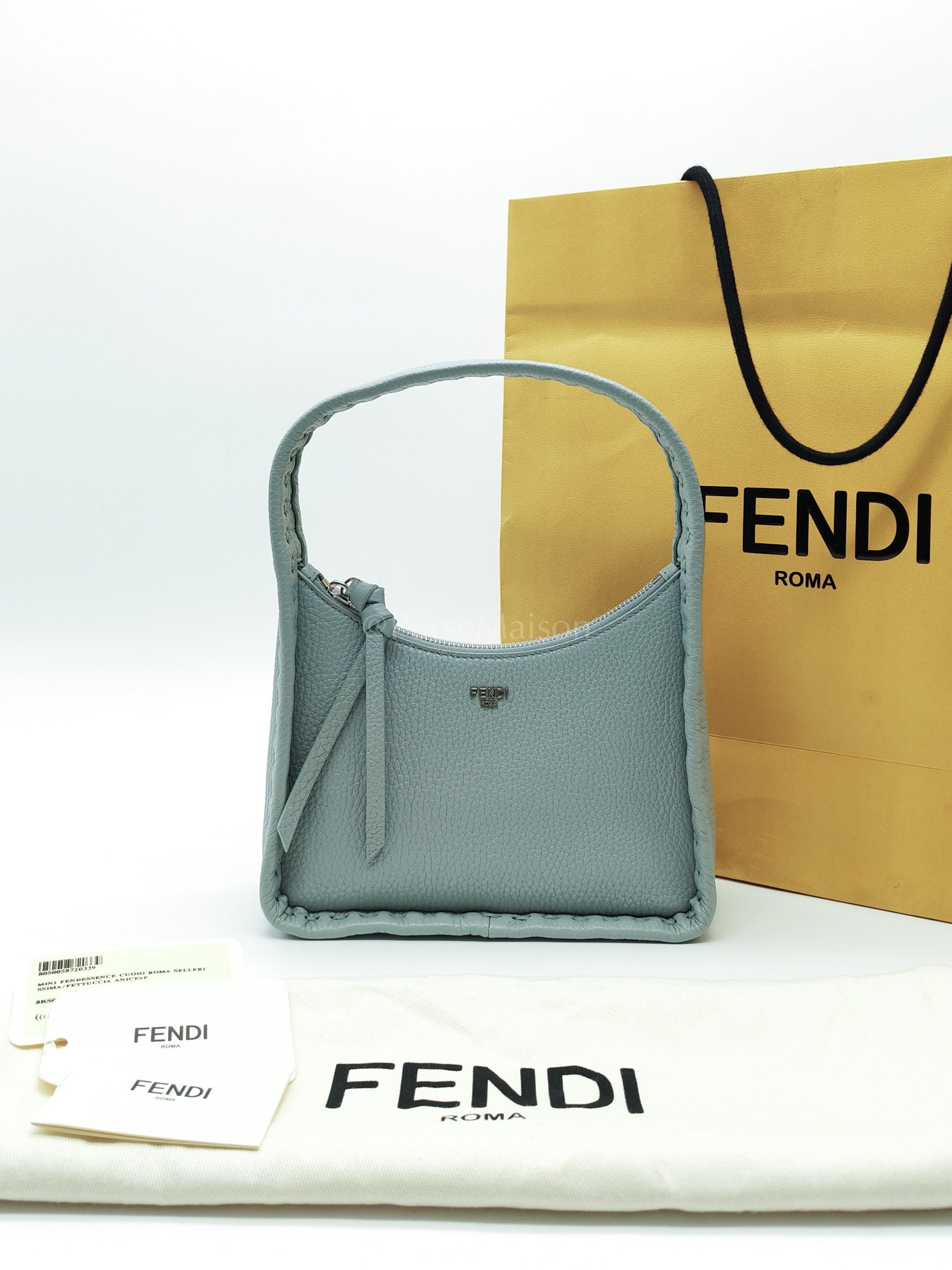 Mini Fendessence Cuoio Romano Leather in Light Blue Shoulder Bag | Purse Maison Luxury Bags Shop