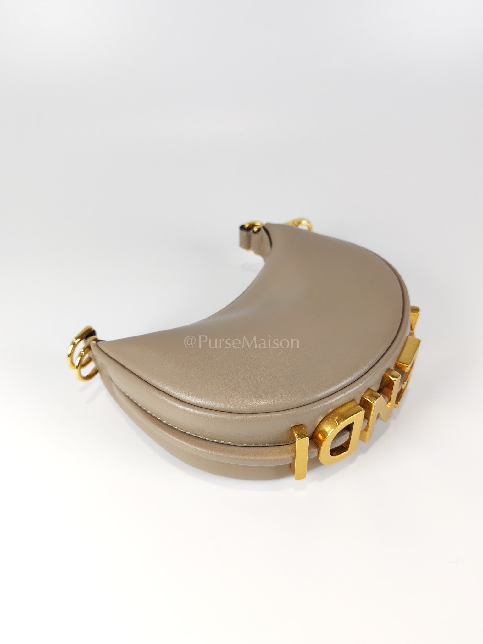 Mini Fendigraphy Hobo Bag Tortora in Beige Calfskin Leather & Gold Hardware | Purse Maison Luxury Bags Shop