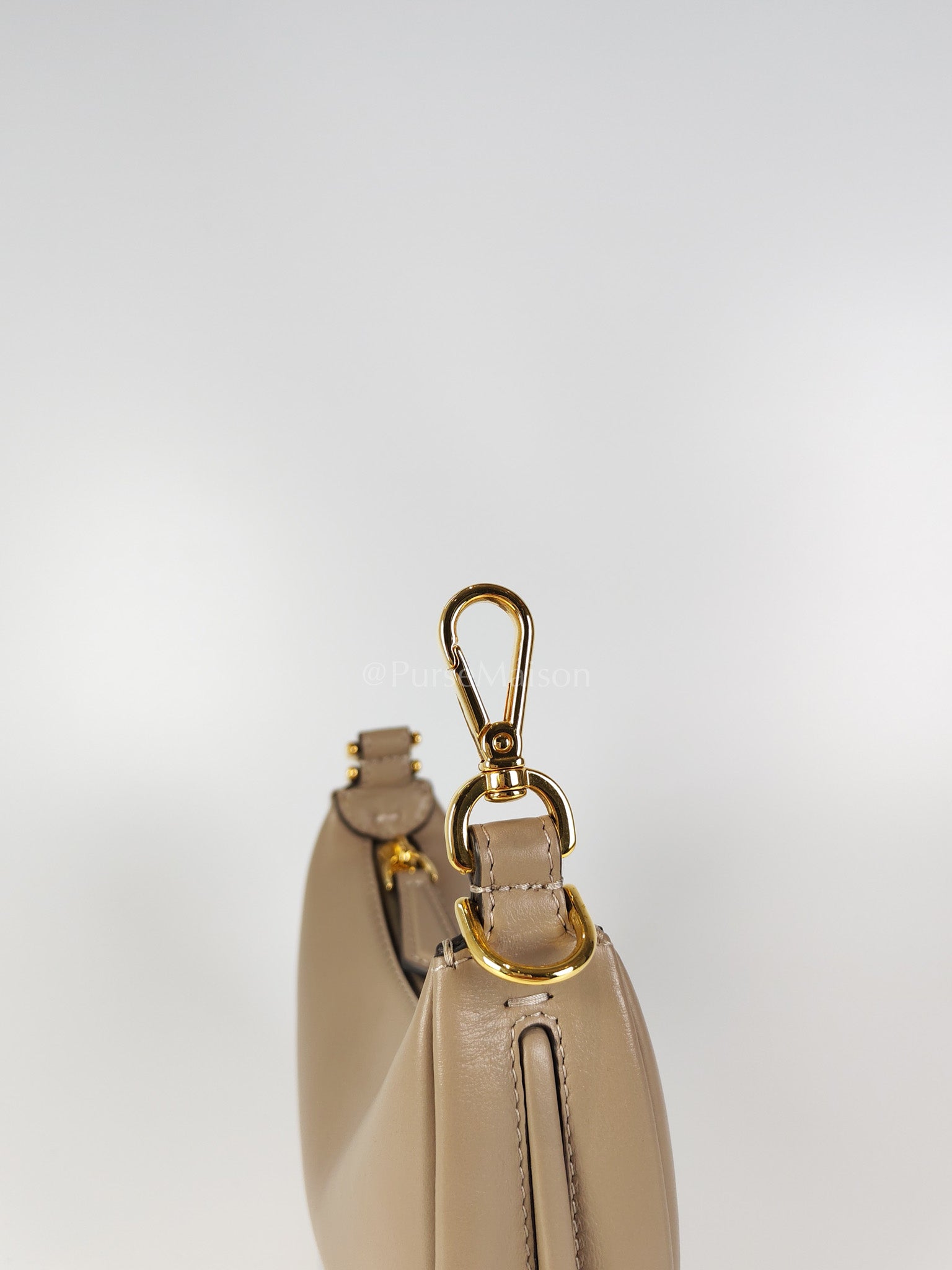 Mini Fendigraphy Hobo Bag Tortora in Beige Calfskin Leather & Gold Hardware | Purse Maison Luxury Bags Shop
