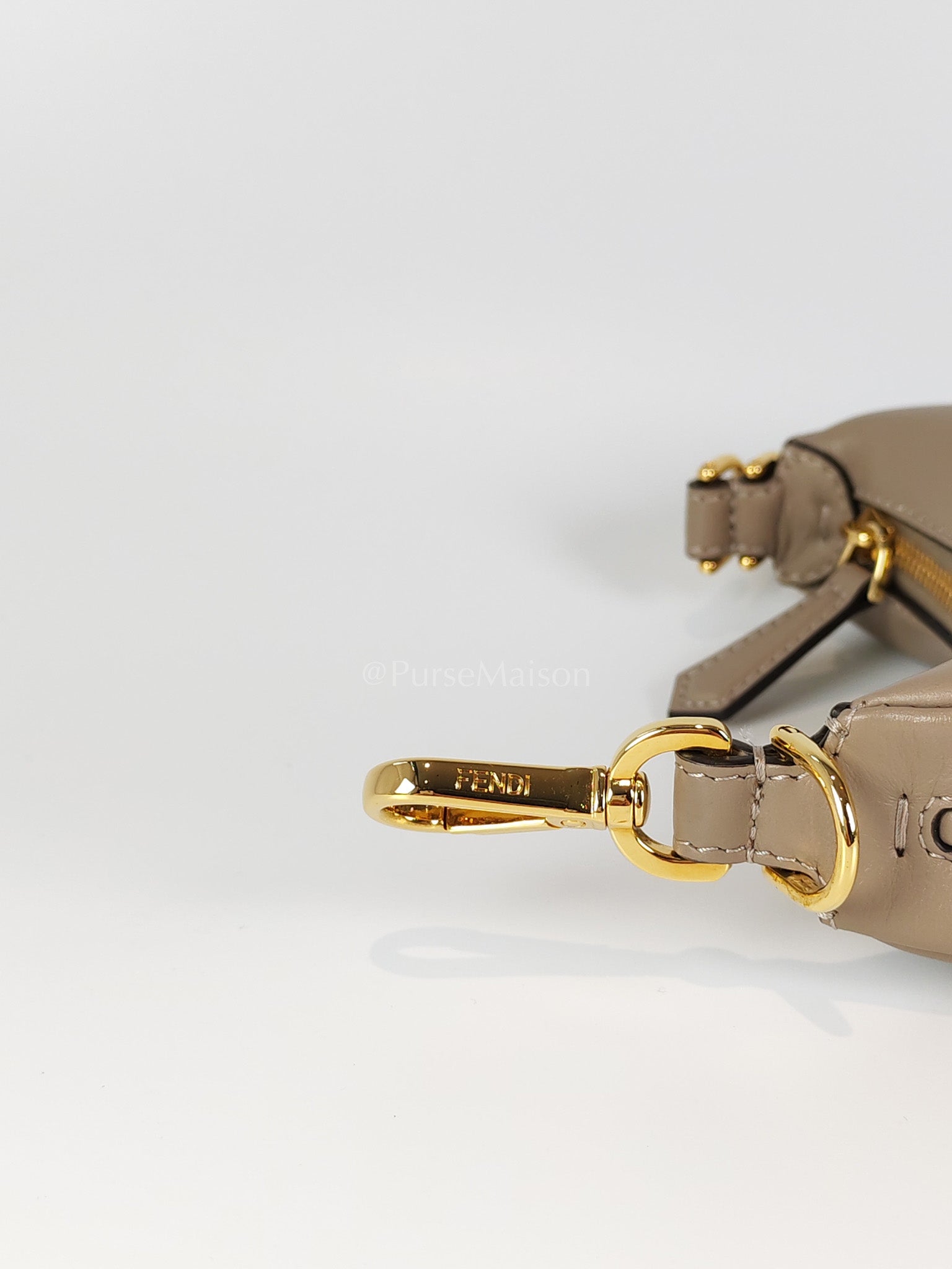 Mini Fendigraphy Hobo Bag Tortora in Beige Calfskin Leather & Gold Hardware | Purse Maison Luxury Bags Shop