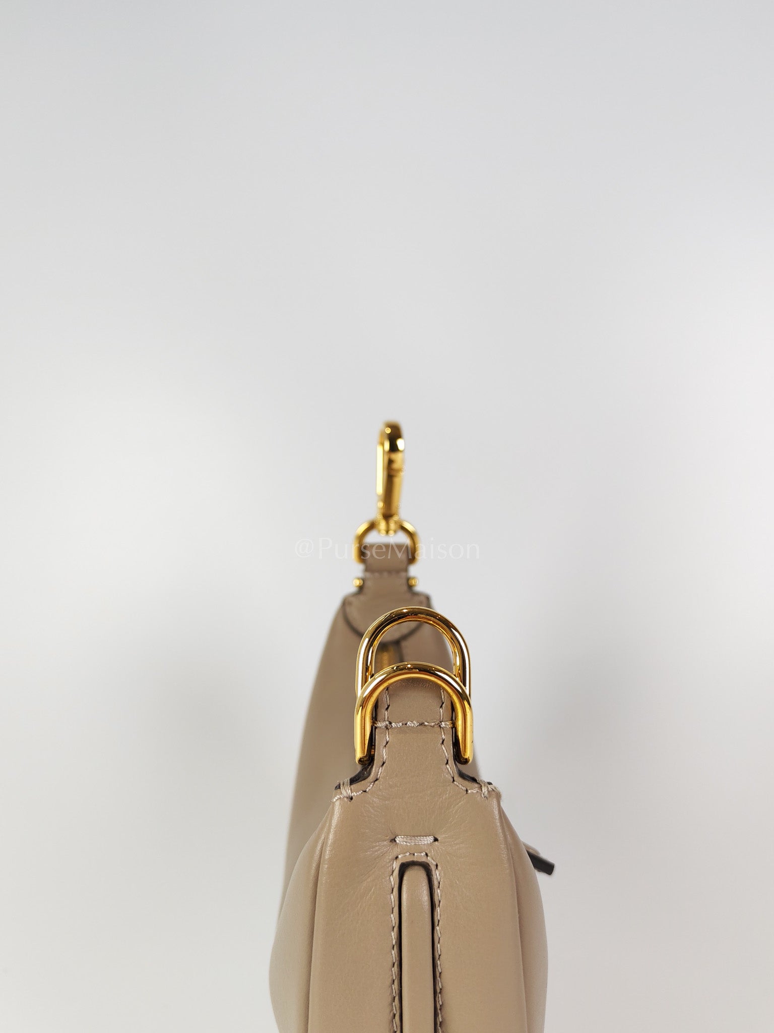Mini Fendigraphy Hobo Bag Tortora in Beige Calfskin Leather & Gold Hardware | Purse Maison Luxury Bags Shop