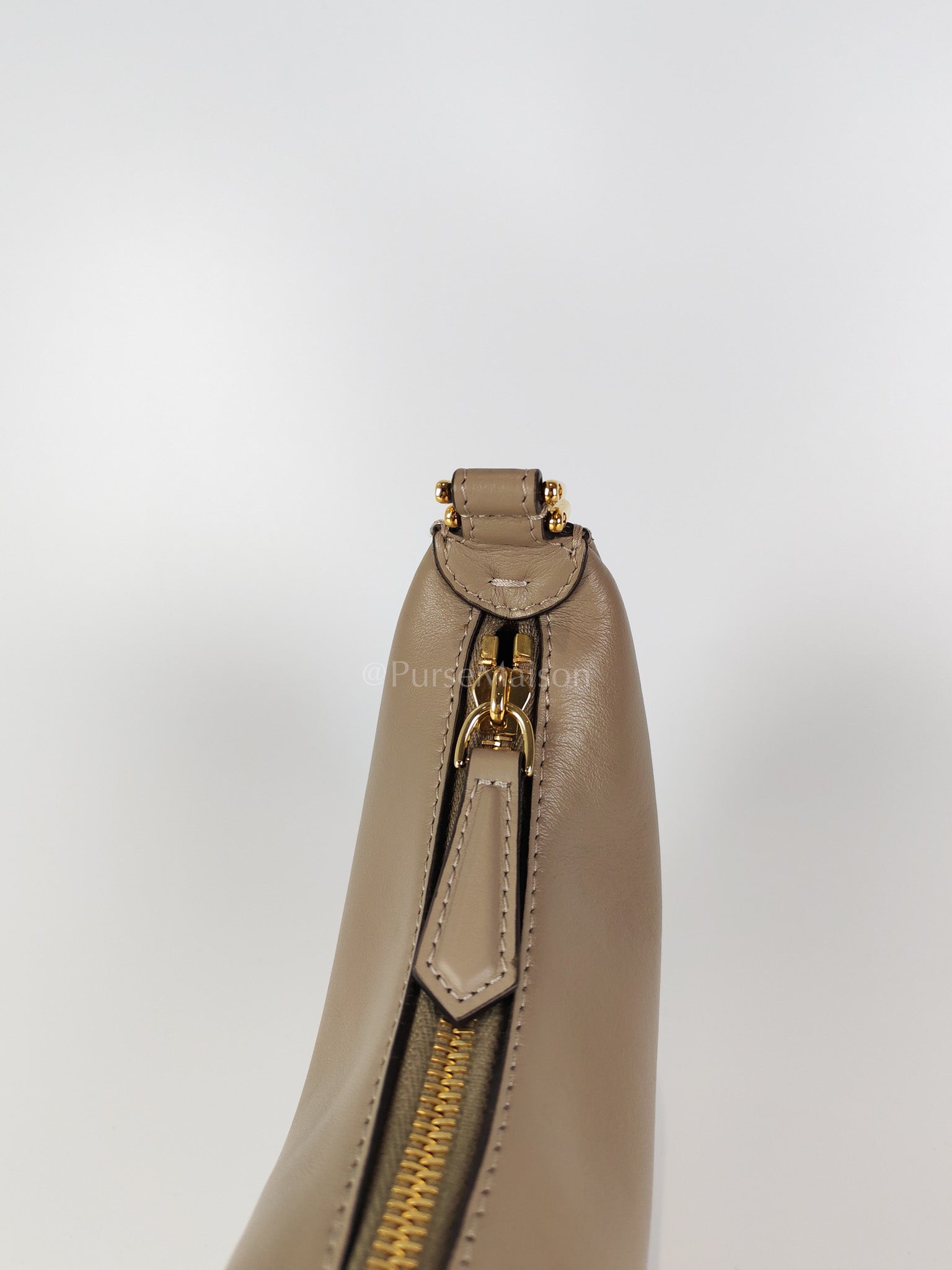 Mini Fendigraphy Hobo Bag Tortora in Beige Calfskin Leather & Gold Hardware | Purse Maison Luxury Bags Shop