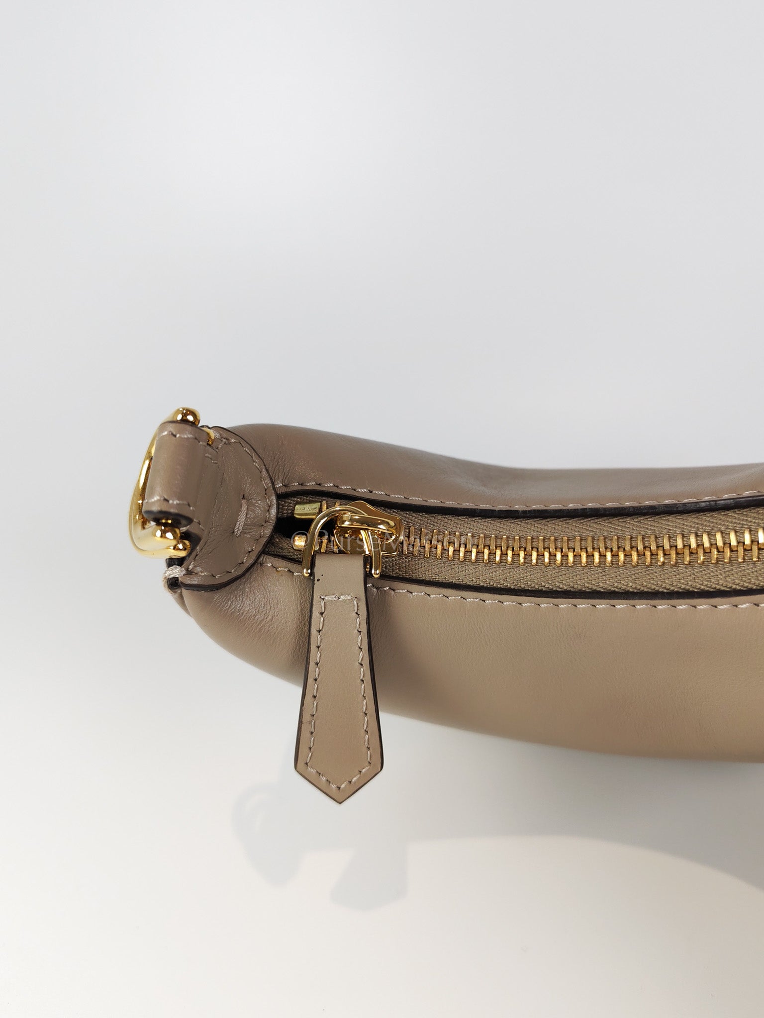 Mini Fendigraphy Hobo Bag Tortora in Beige Calfskin Leather & Gold Hardware | Purse Maison Luxury Bags Shop