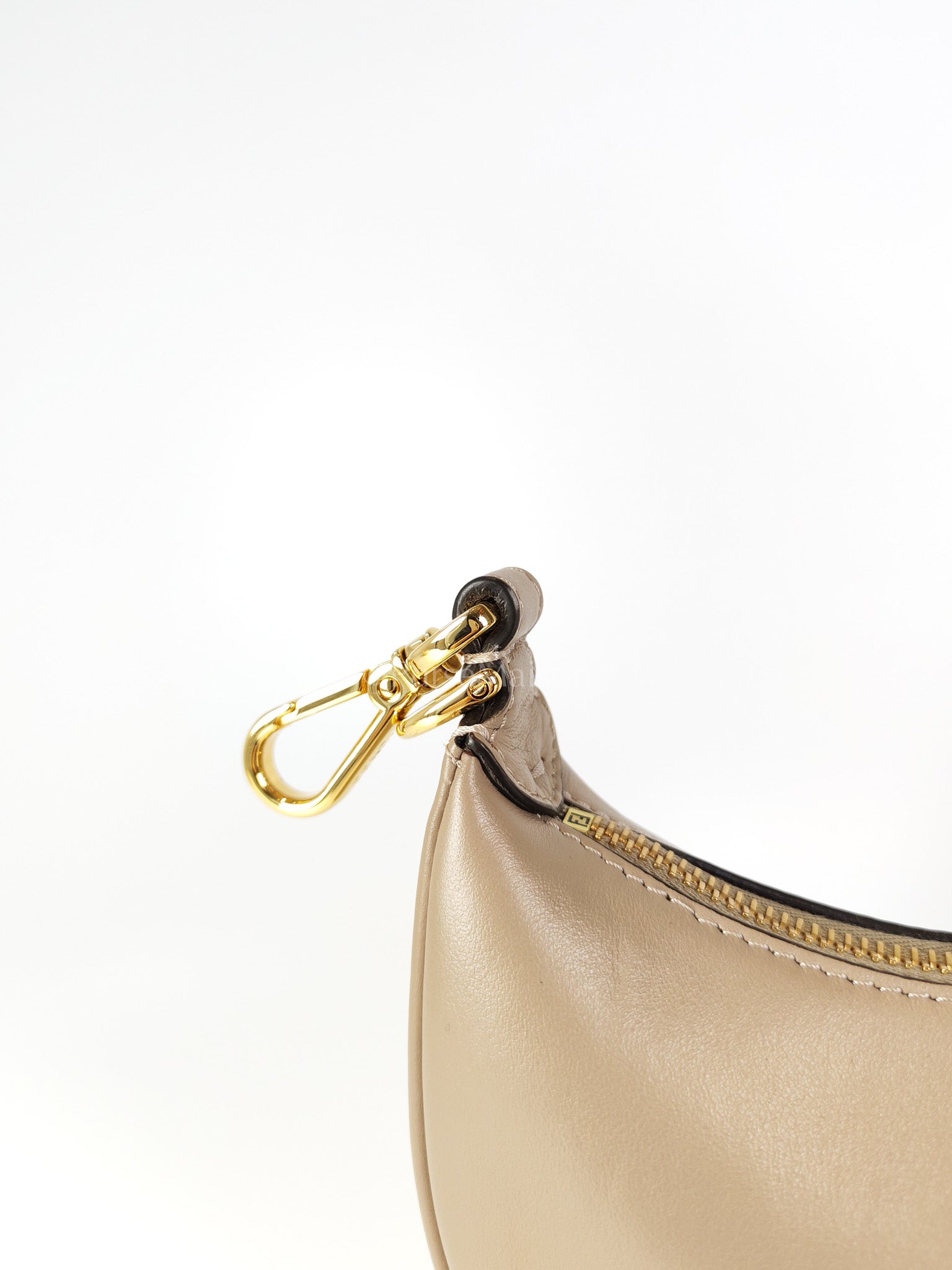 Mini Fendigraphy Hobo Bag Tortora in Beige Calfskin Leather & Gold Hardware | Purse Maison Luxury Bags Shop