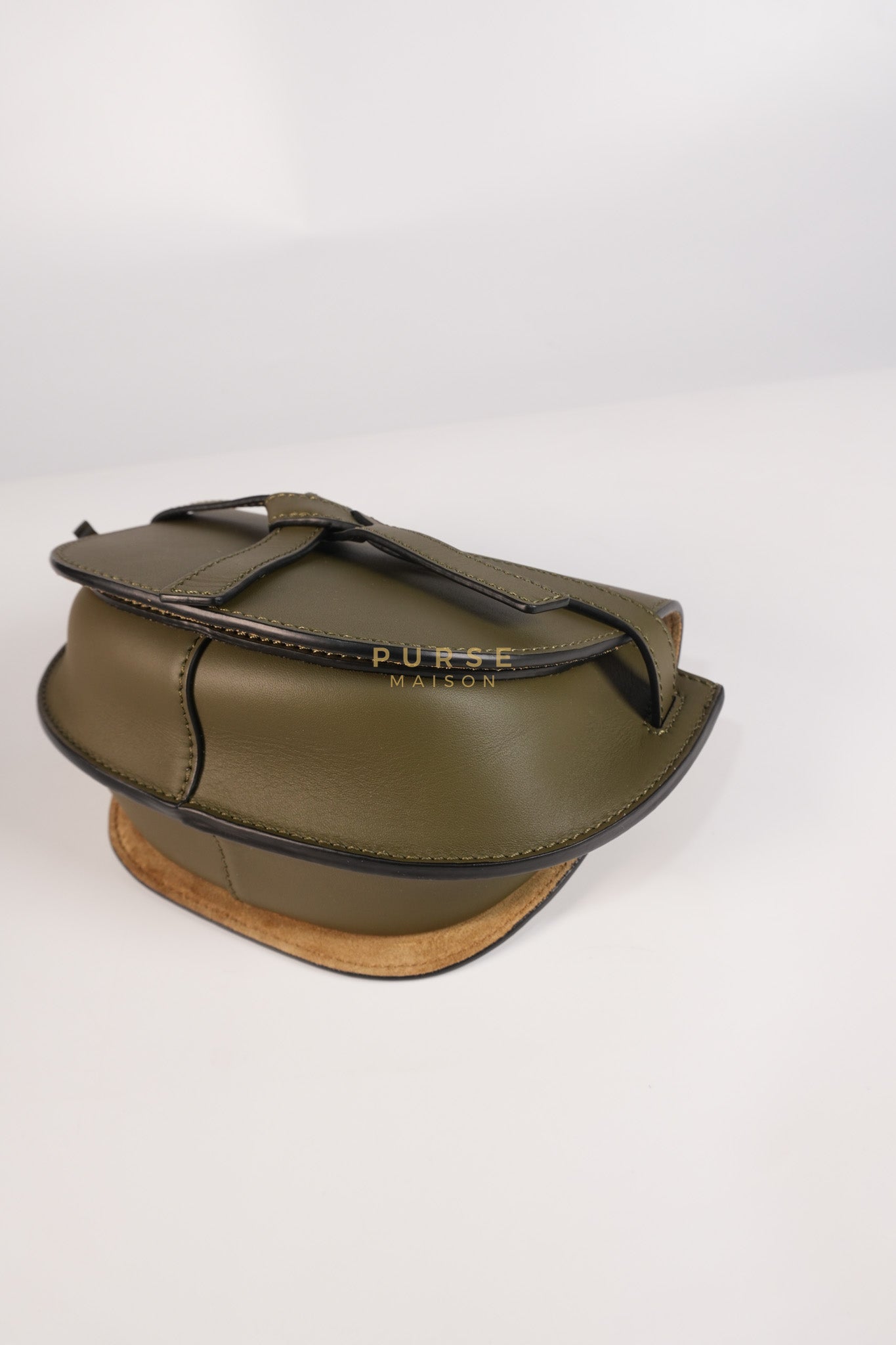 Mini Gate Bag in Army Green Smooth Calfskin Leather | Purse Maison Luxury Bags Shop