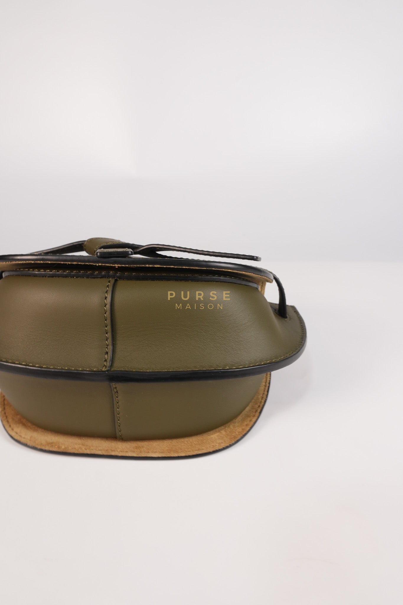 Mini Gate Bag in Army Green Smooth Calfskin Leather | Purse Maison Luxury Bags Shop