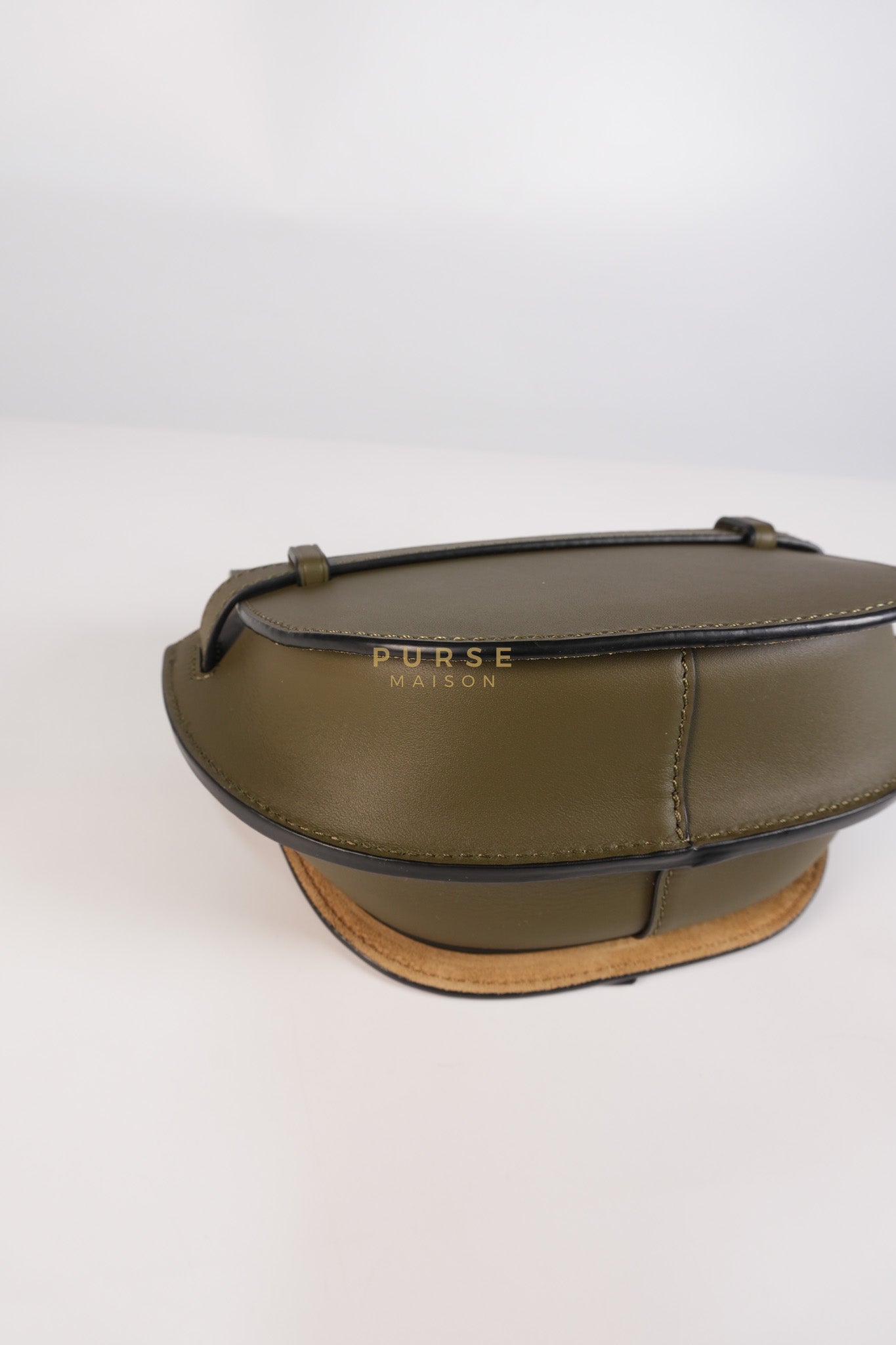 Mini Gate Bag in Army Green Smooth Calfskin Leather | Purse Maison Luxury Bags Shop