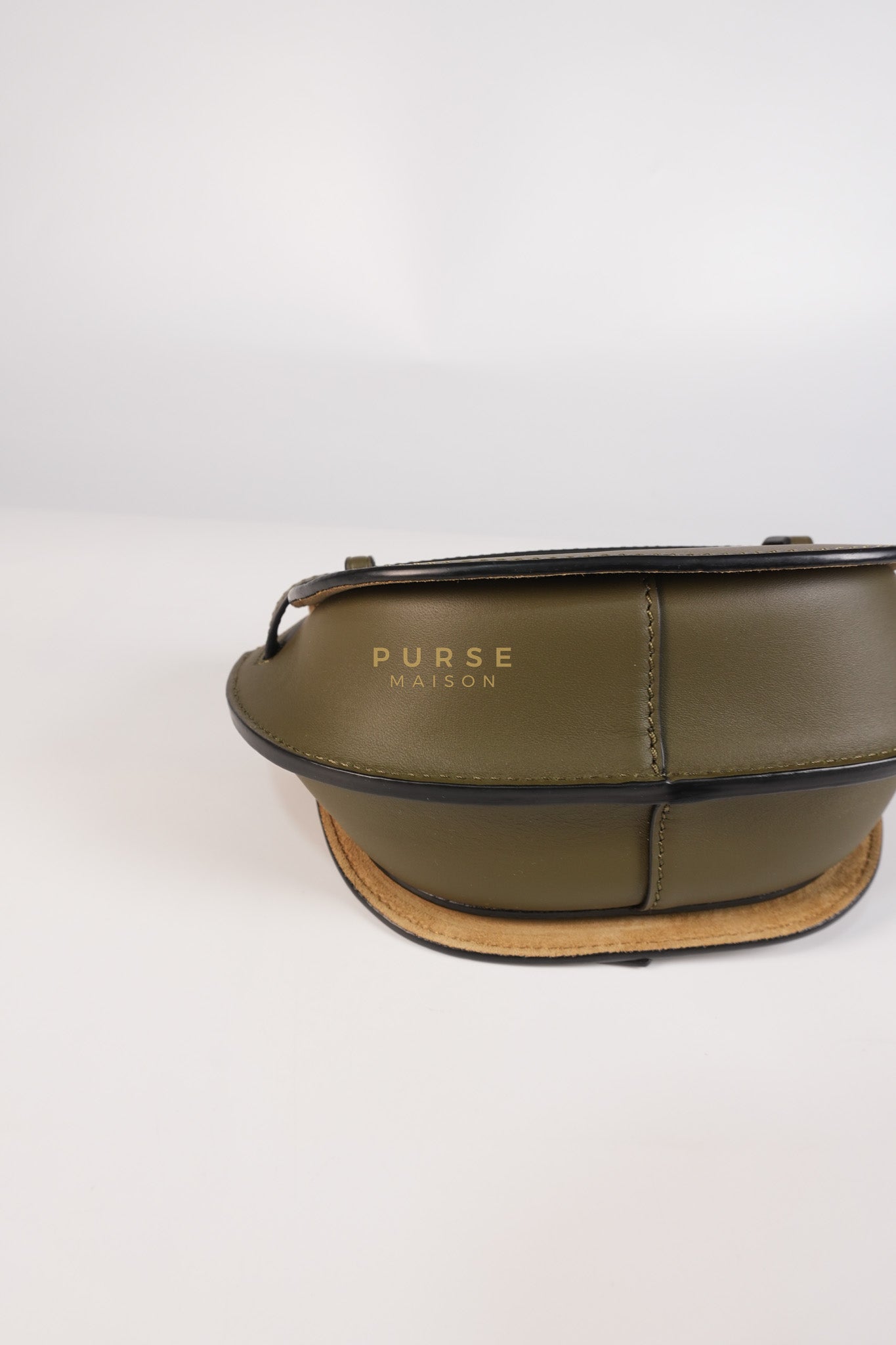 Mini Gate Bag in Army Green Smooth Calfskin Leather | Purse Maison Luxury Bags Shop