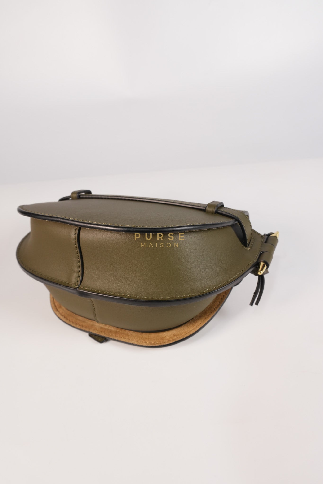 Mini Gate Bag in Army Green Smooth Calfskin Leather | Purse Maison Luxury Bags Shop