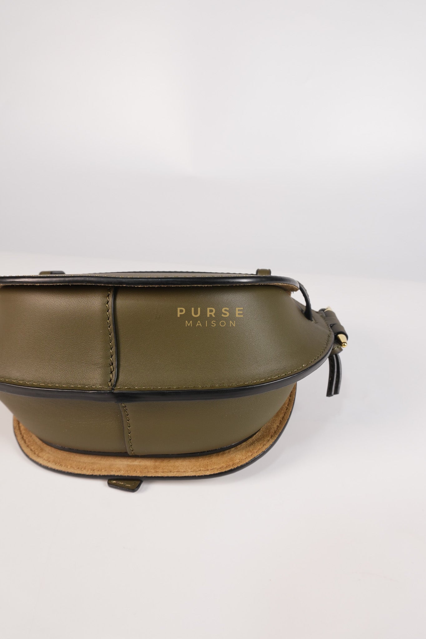 Mini Gate Bag in Army Green Smooth Calfskin Leather | Purse Maison Luxury Bags Shop