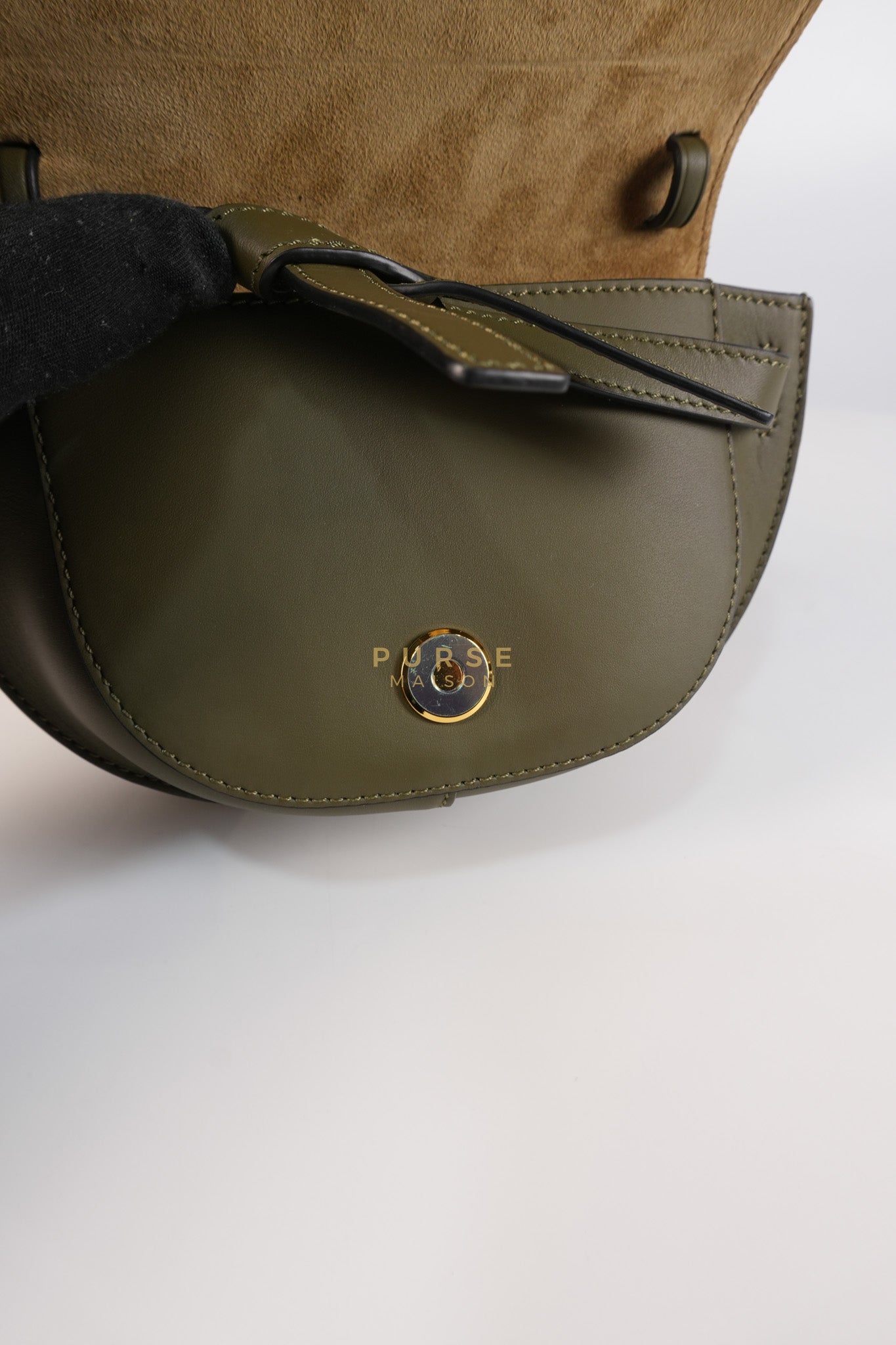 Mini Gate Bag in Army Green Smooth Calfskin Leather | Purse Maison Luxury Bags Shop