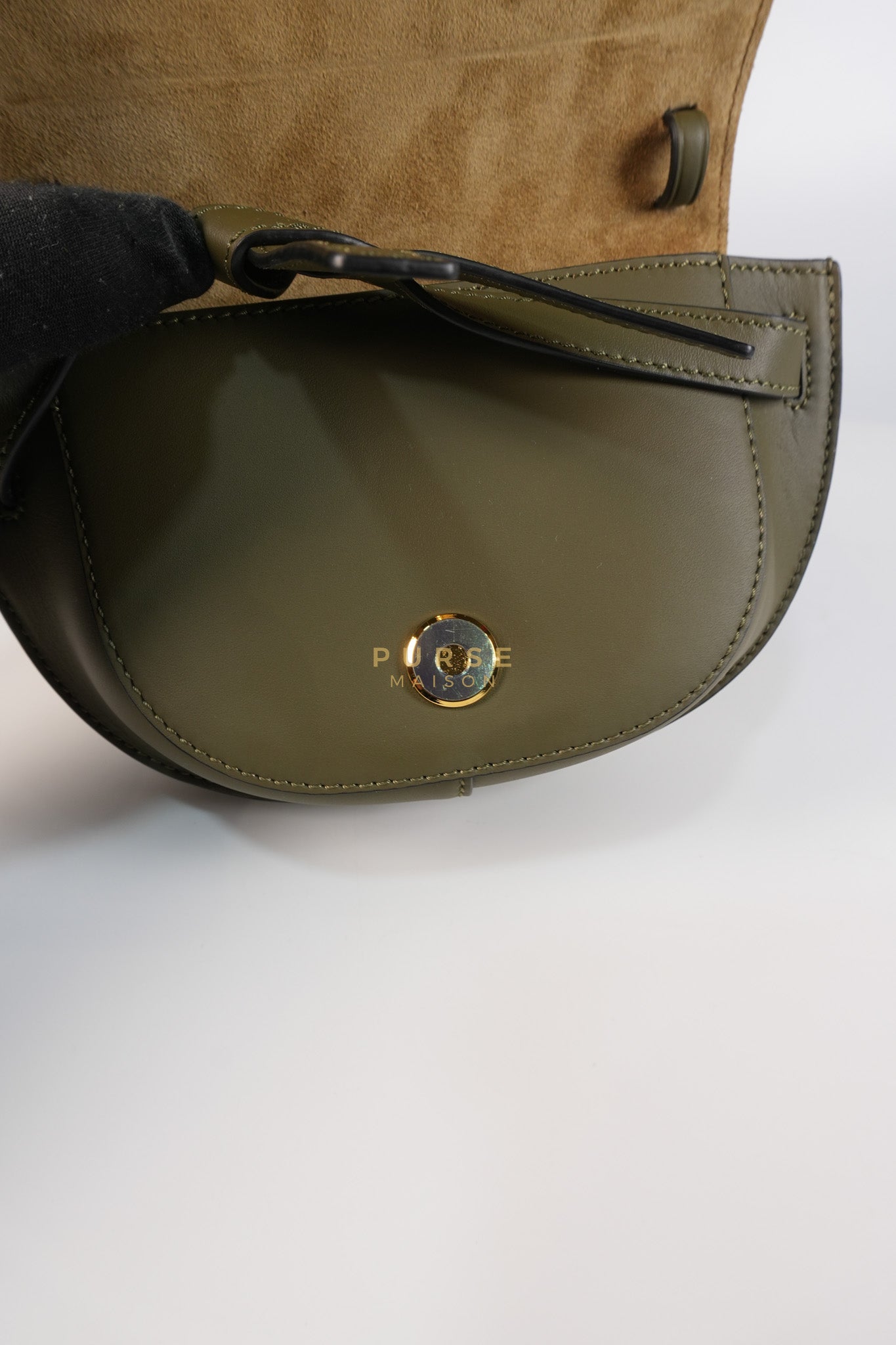 Mini Gate Bag in Army Green Smooth Calfskin Leather | Purse Maison Luxury Bags Shop