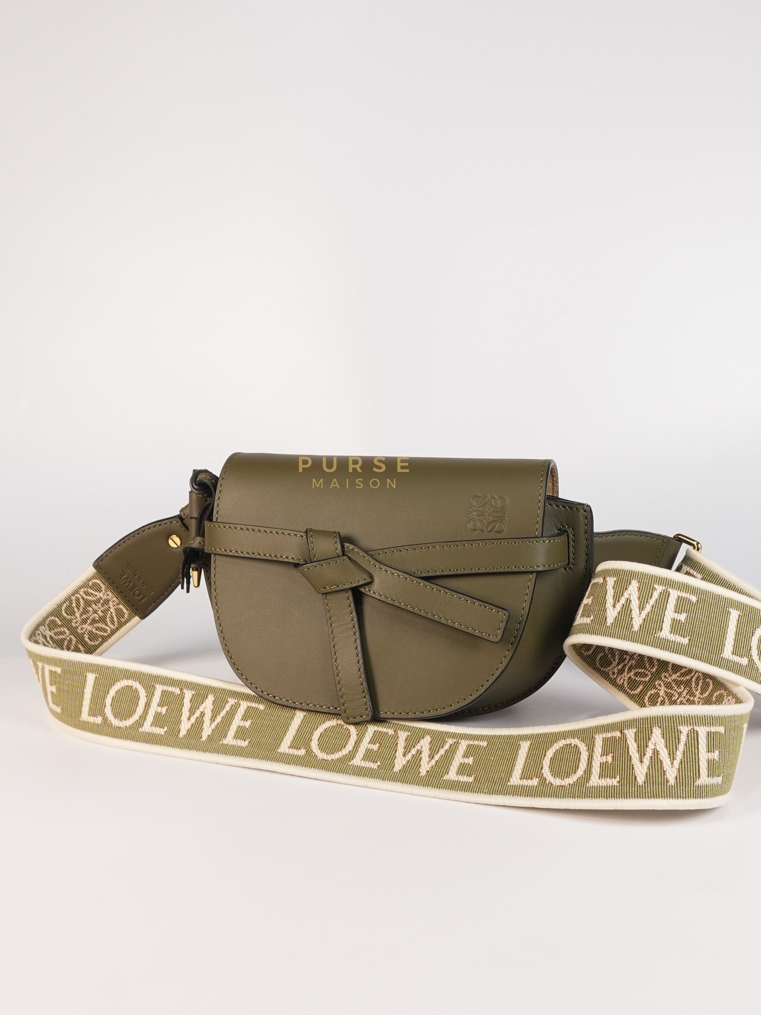 Mini Gate Bag in Army Green Smooth Calfskin Leather | Purse Maison Luxury Bags Shop