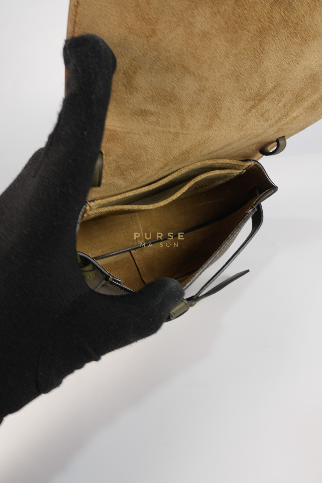 Mini Gate Bag in Army Green Smooth Calfskin Leather | Purse Maison Luxury Bags Shop