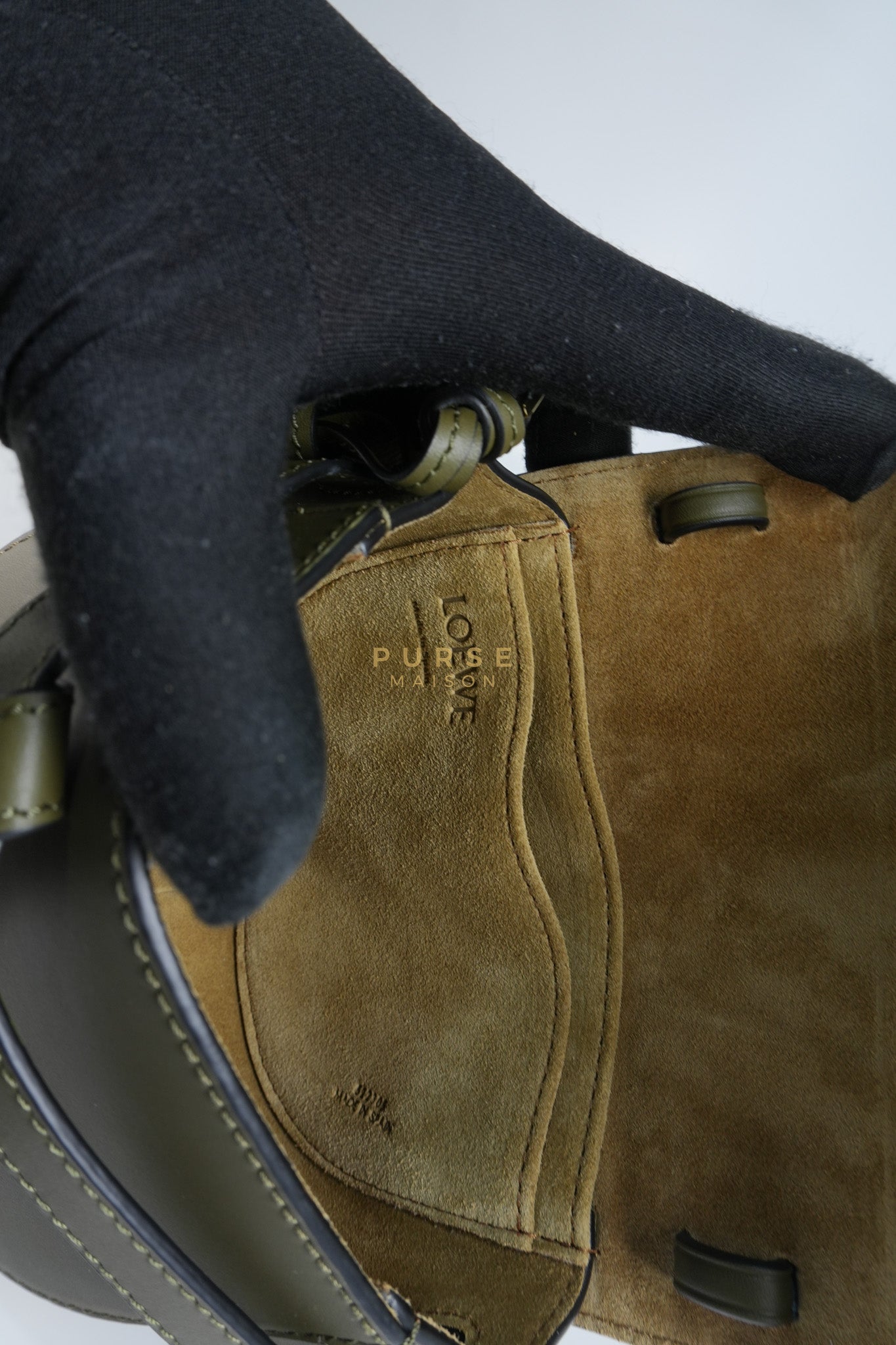 Mini Gate Bag in Army Green Smooth Calfskin Leather | Purse Maison Luxury Bags Shop