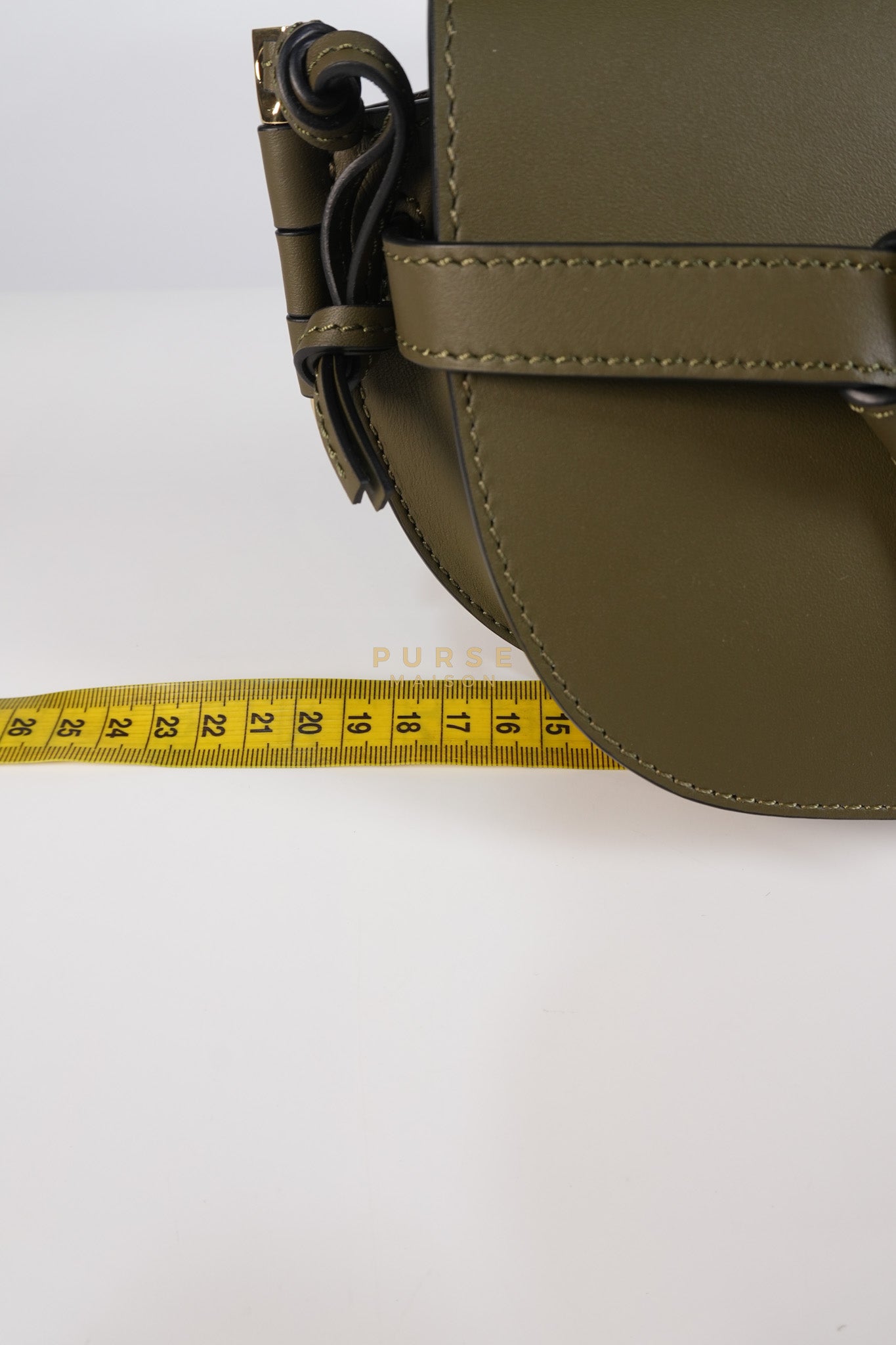 Mini Gate Bag in Army Green Smooth Calfskin Leather | Purse Maison Luxury Bags Shop