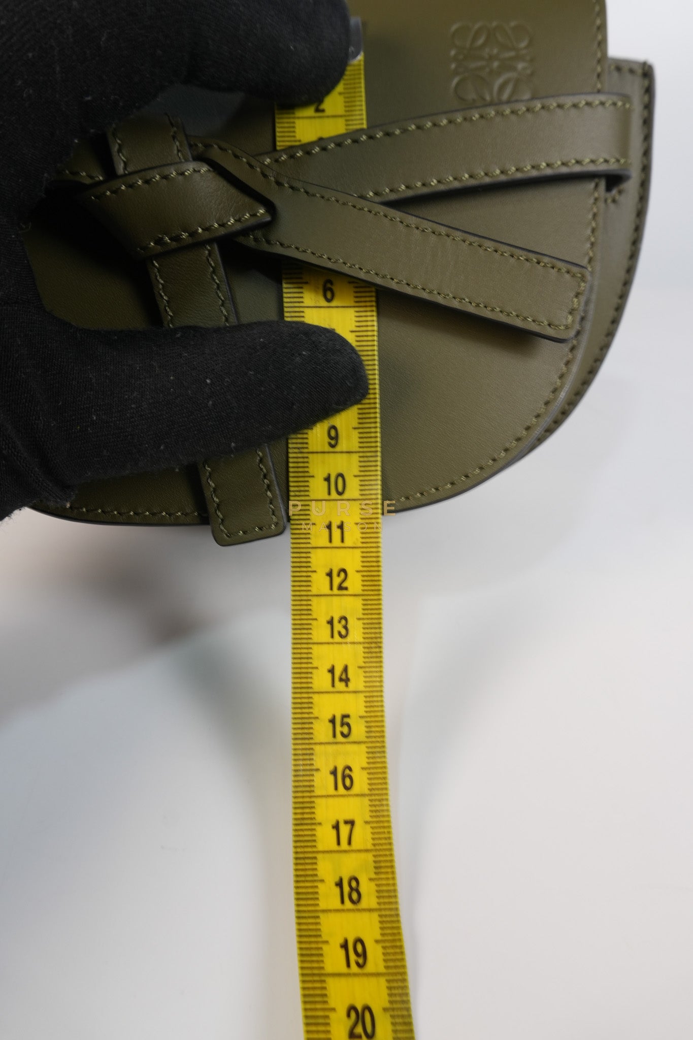 Mini Gate Bag in Army Green Smooth Calfskin Leather | Purse Maison Luxury Bags Shop