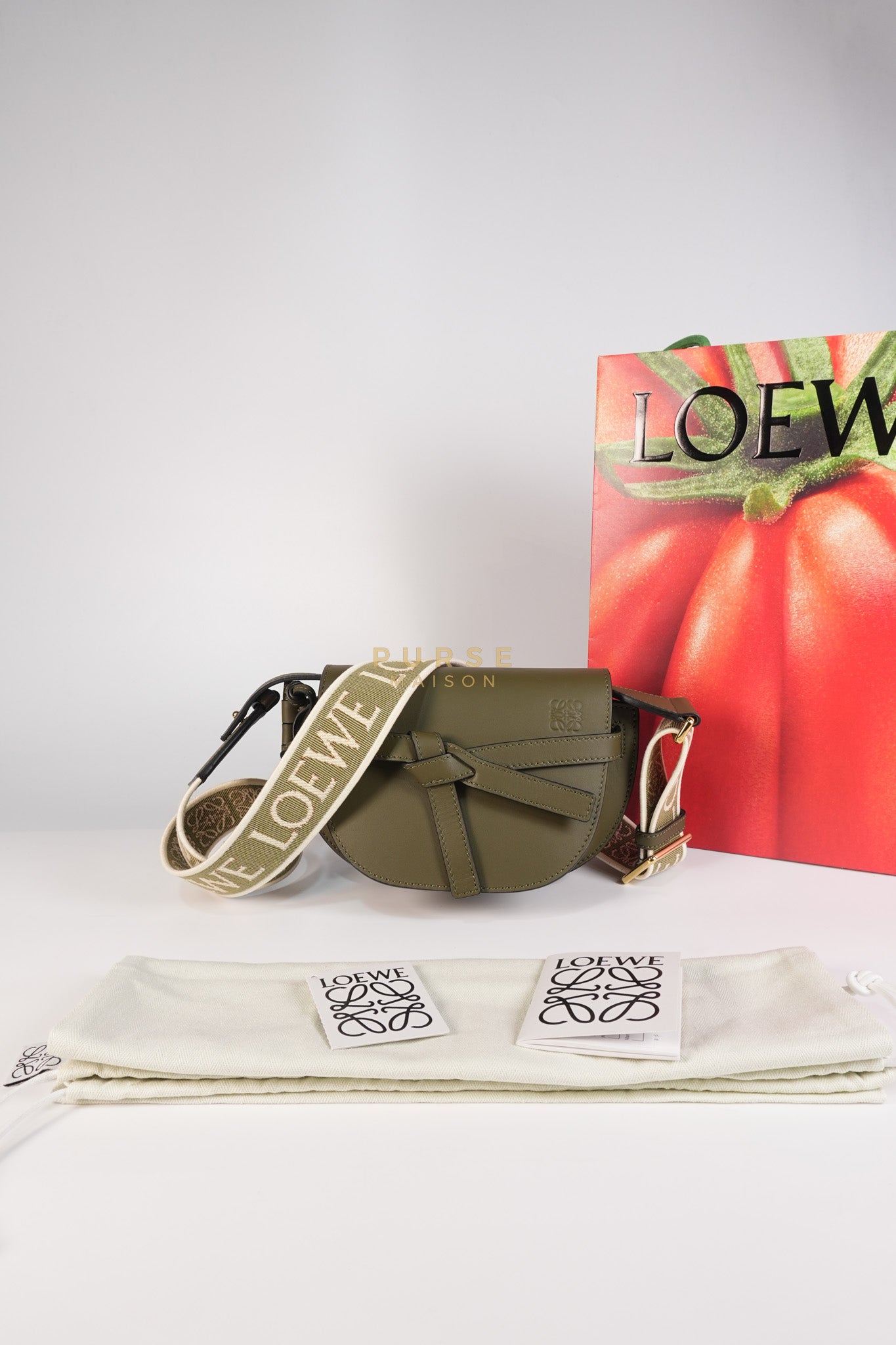 Mini Gate Bag in Army Green Smooth Calfskin Leather | Purse Maison Luxury Bags Shop