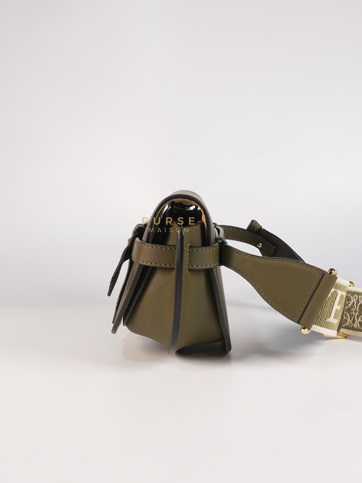 Mini Gate Bag in Army Green Smooth Calfskin Leather | Purse Maison Luxury Bags Shop