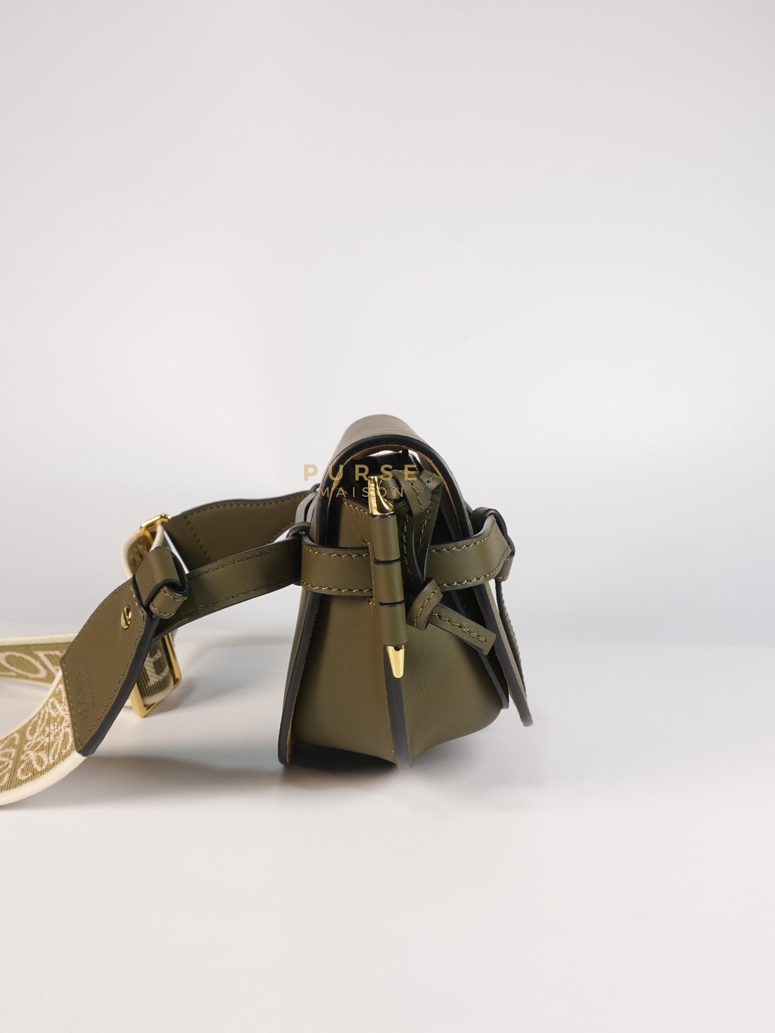 Mini Gate Bag in Army Green Smooth Calfskin Leather | Purse Maison Luxury Bags Shop