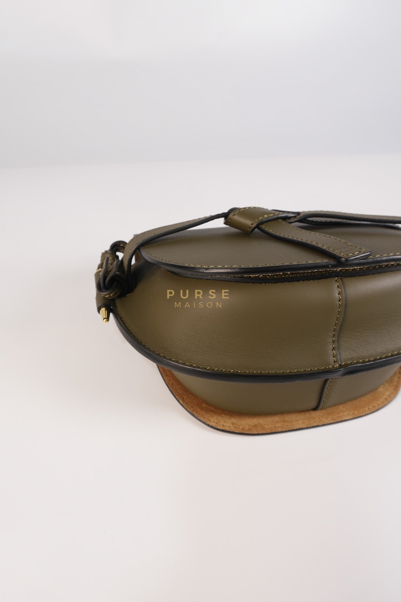 Mini Gate Bag in Army Green Smooth Calfskin Leather | Purse Maison Luxury Bags Shop