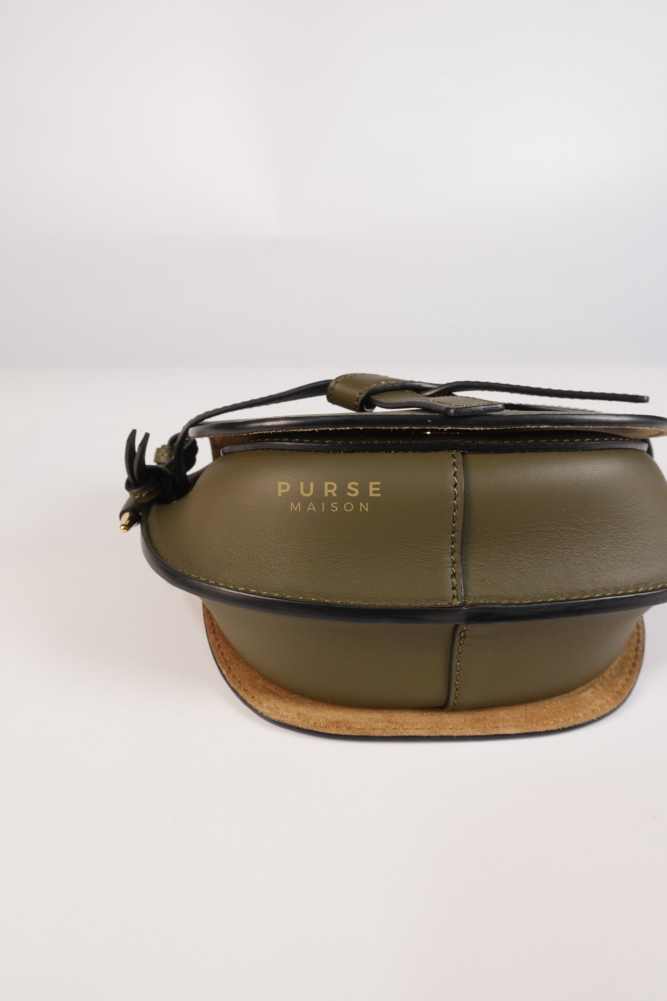 Mini Gate Bag in Army Green Smooth Calfskin Leather | Purse Maison Luxury Bags Shop