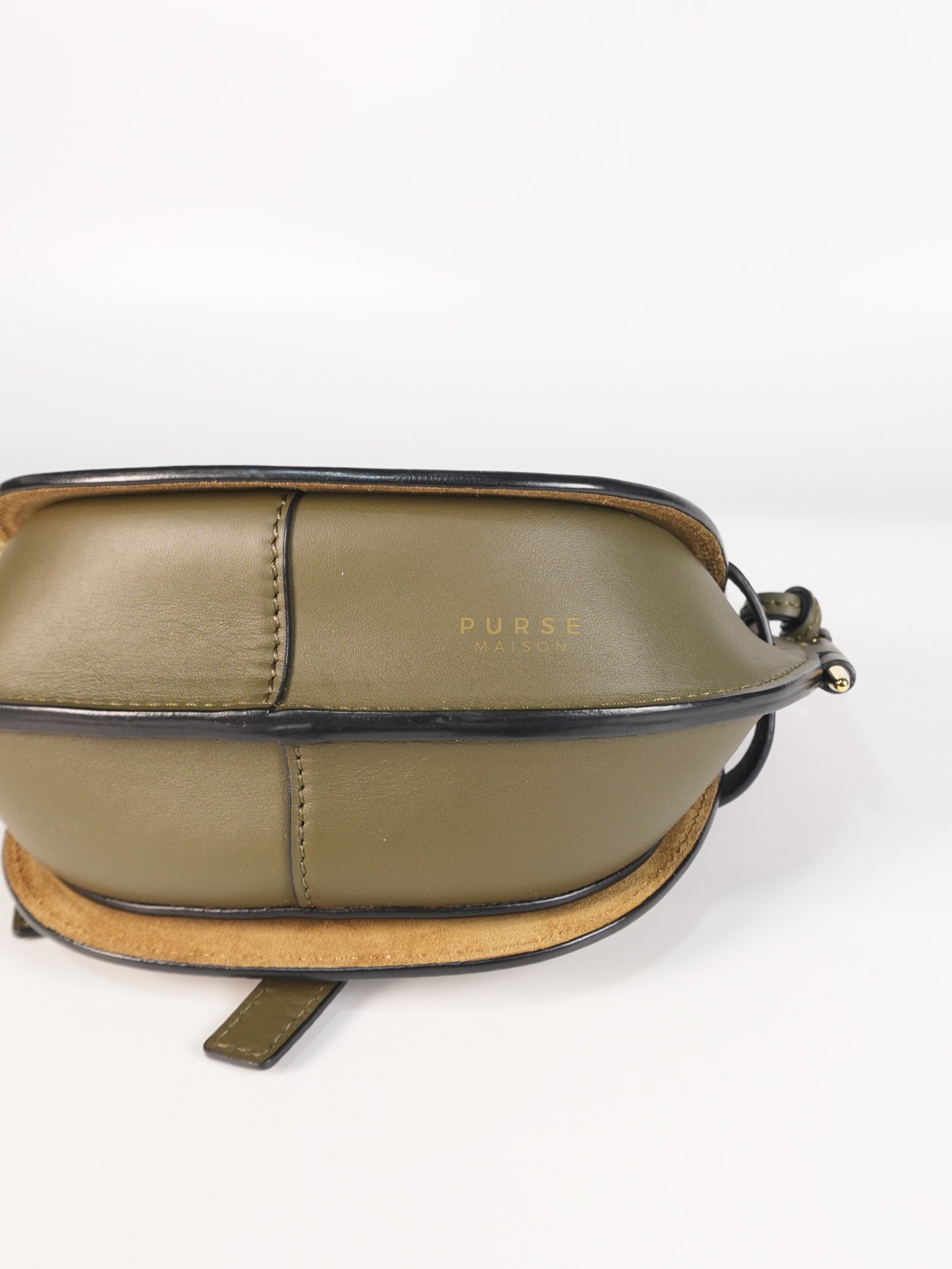 Mini Gate Bag in Autumn Green Smooth Calfskin Leather & Jacquard | Purse Maison Luxury Bags Shop