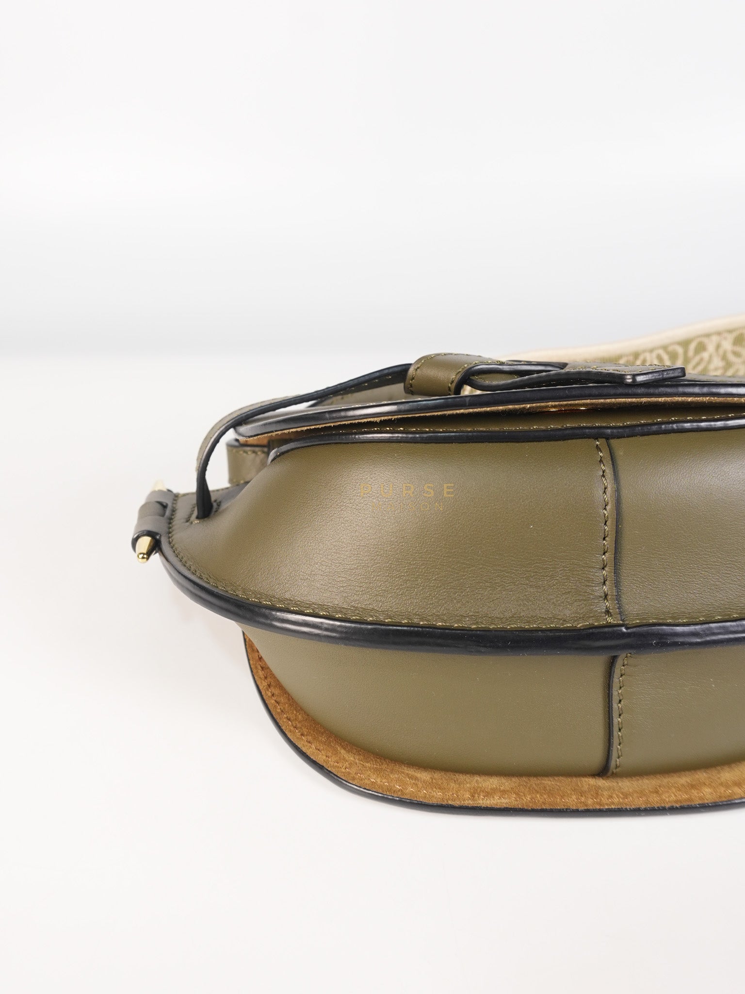 Mini Gate Bag in Autumn Green Smooth Calfskin Leather & Jacquard | Purse Maison Luxury Bags Shop