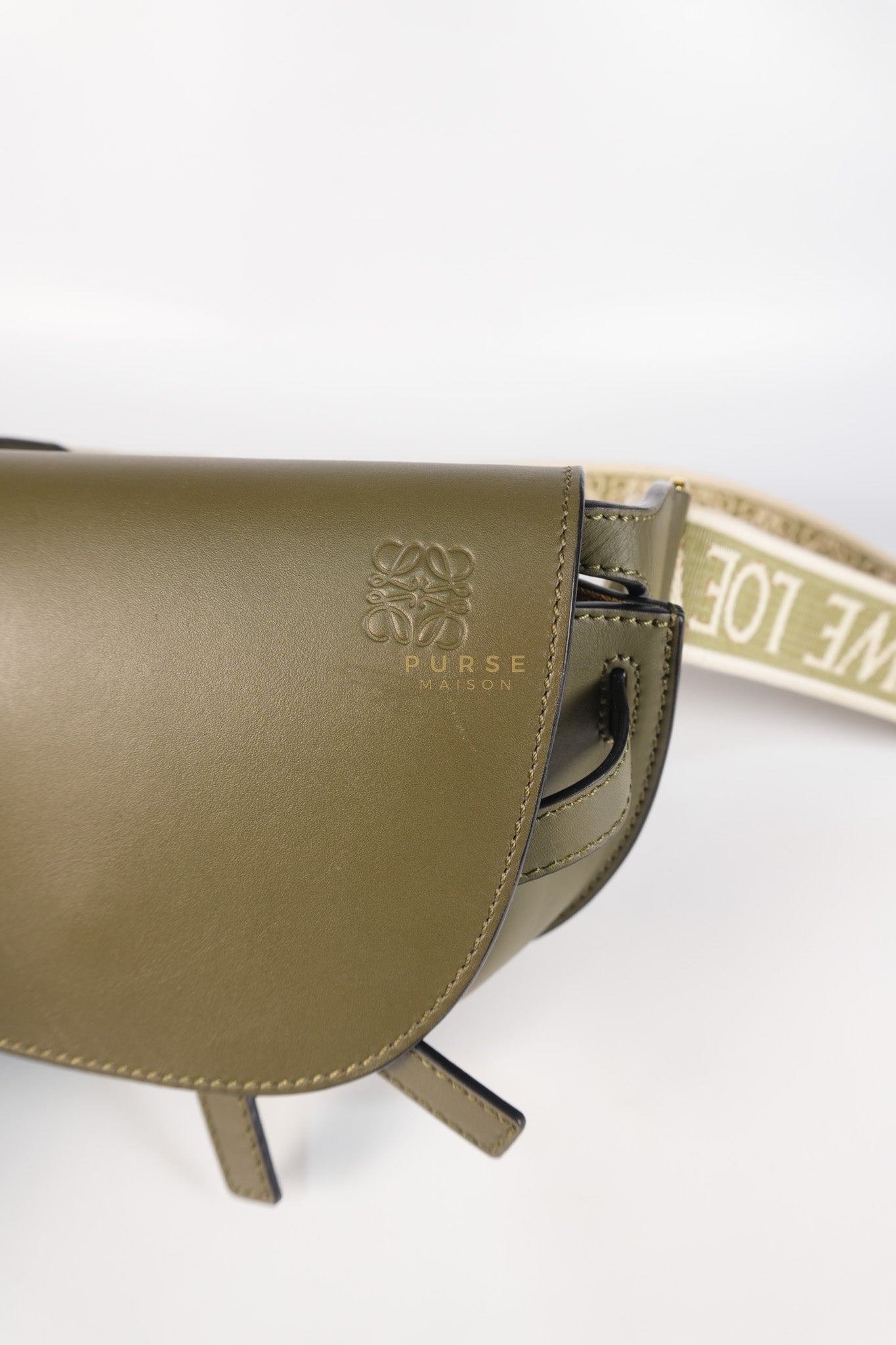 Mini Gate Bag in Autumn Green Smooth Calfskin Leather & Jacquard | Purse Maison Luxury Bags Shop