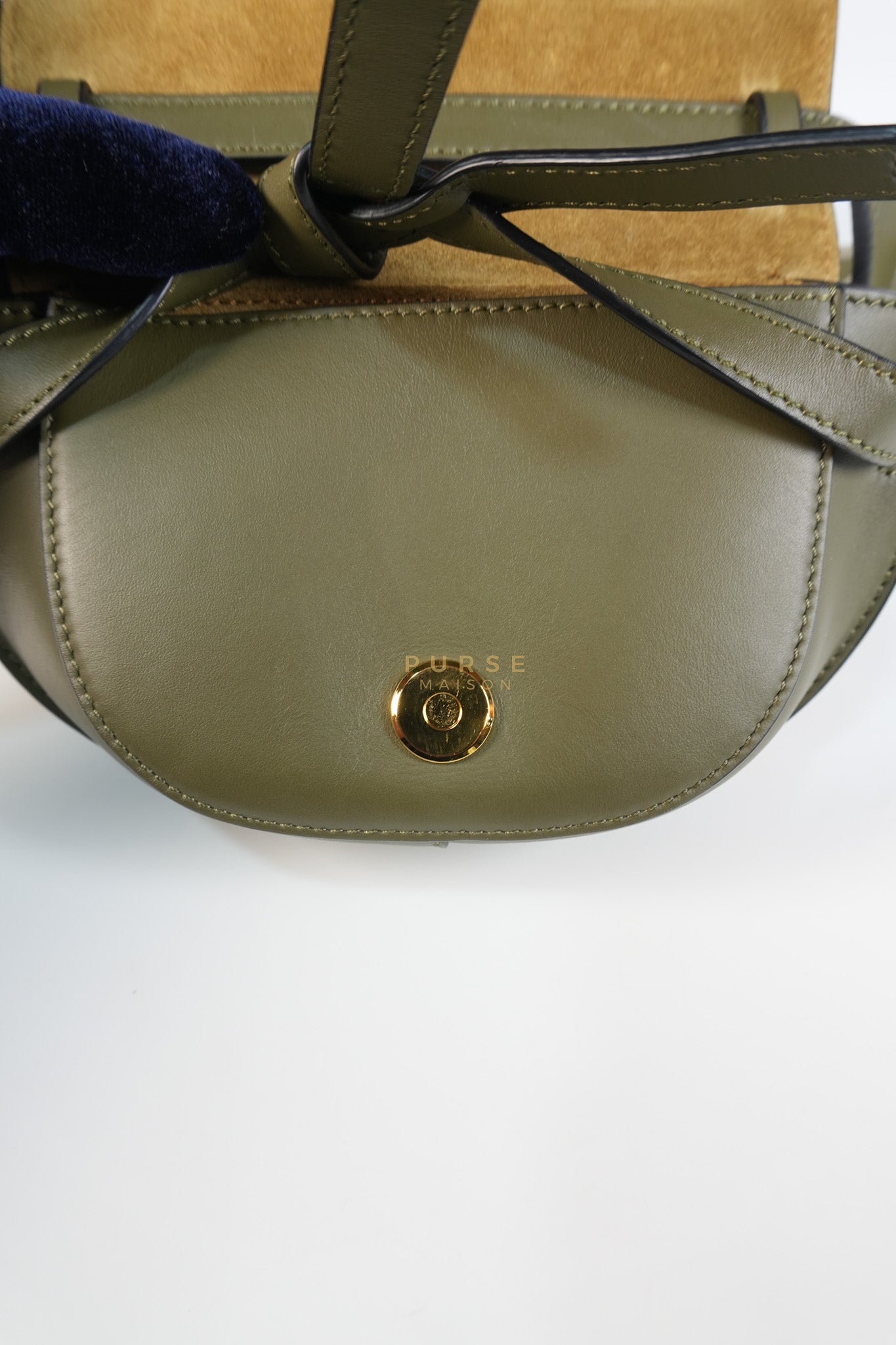 Mini Gate Bag in Autumn Green Smooth Calfskin Leather & Jacquard | Purse Maison Luxury Bags Shop