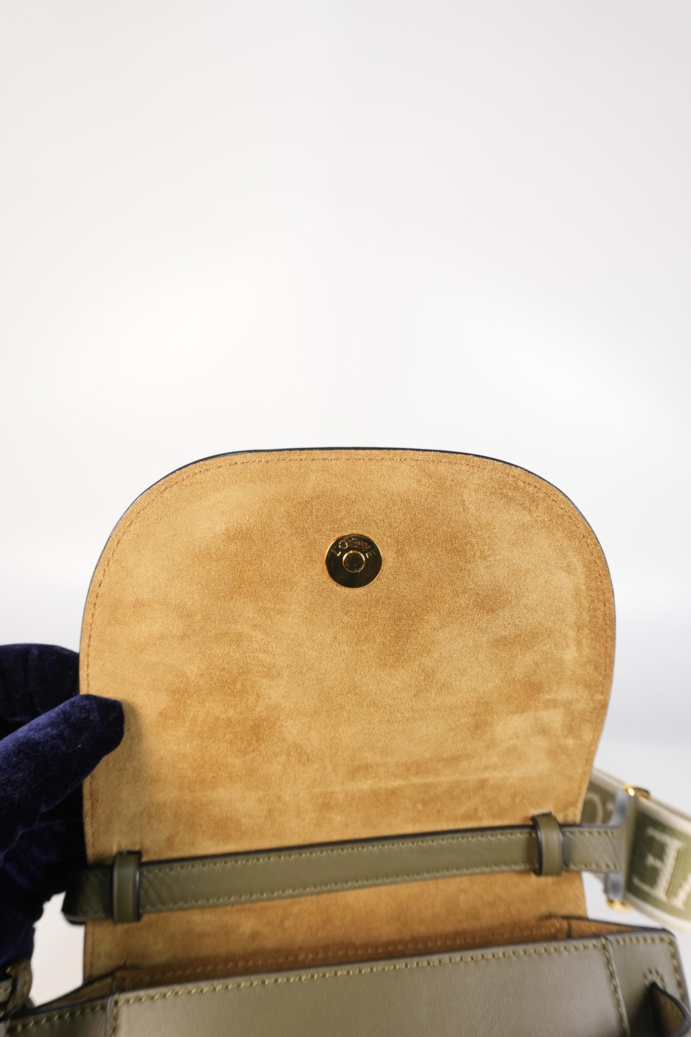 Mini Gate Bag in Autumn Green Smooth Calfskin Leather & Jacquard | Purse Maison Luxury Bags Shop
