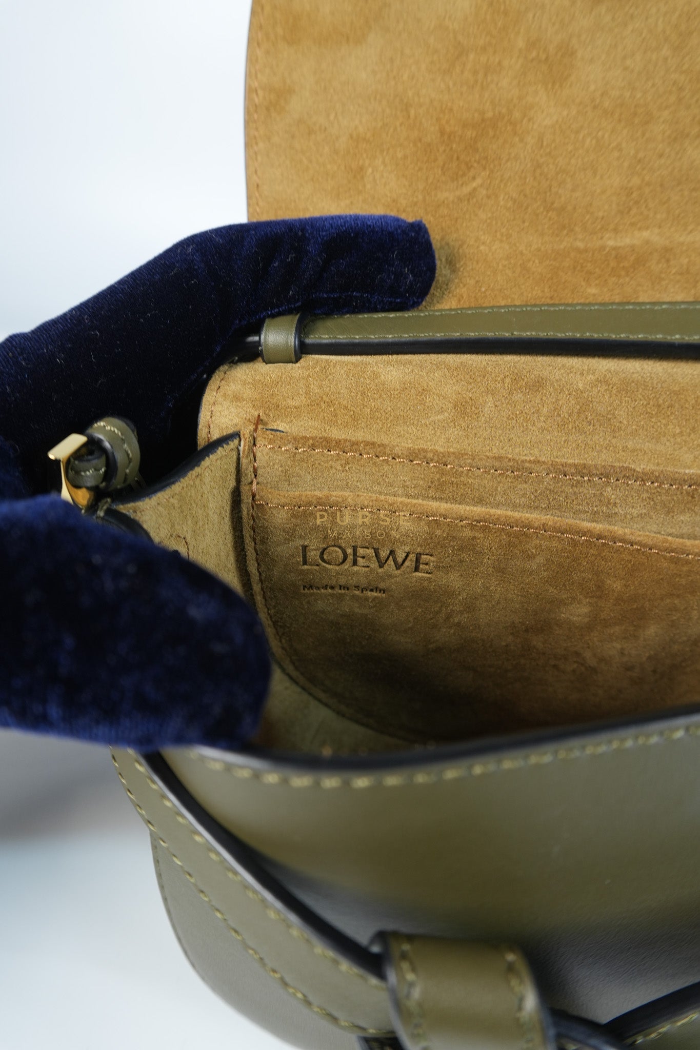 Mini Gate Bag in Autumn Green Smooth Calfskin Leather & Jacquard | Purse Maison Luxury Bags Shop