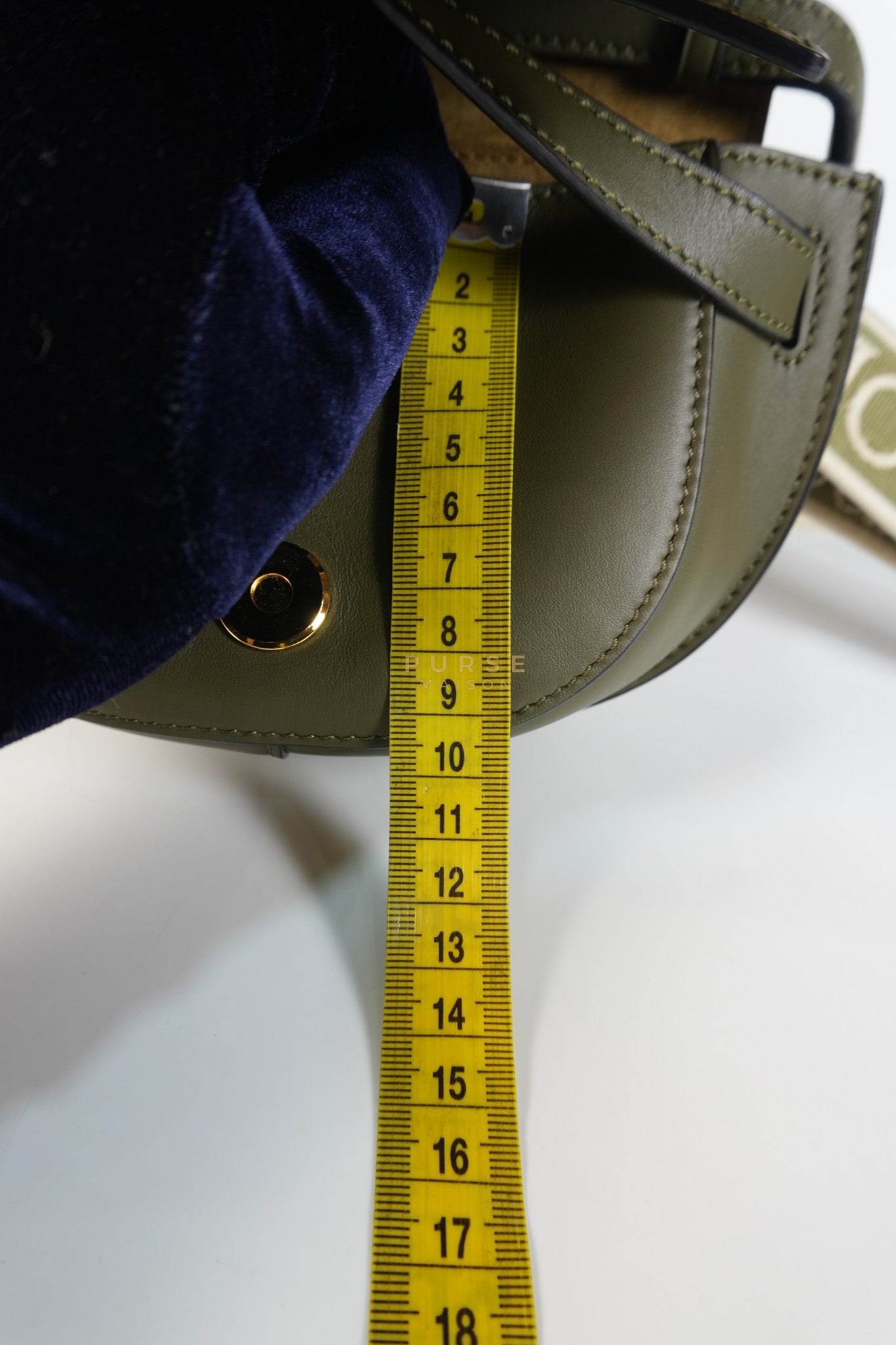 Mini Gate Bag in Autumn Green Smooth Calfskin Leather & Jacquard | Purse Maison Luxury Bags Shop