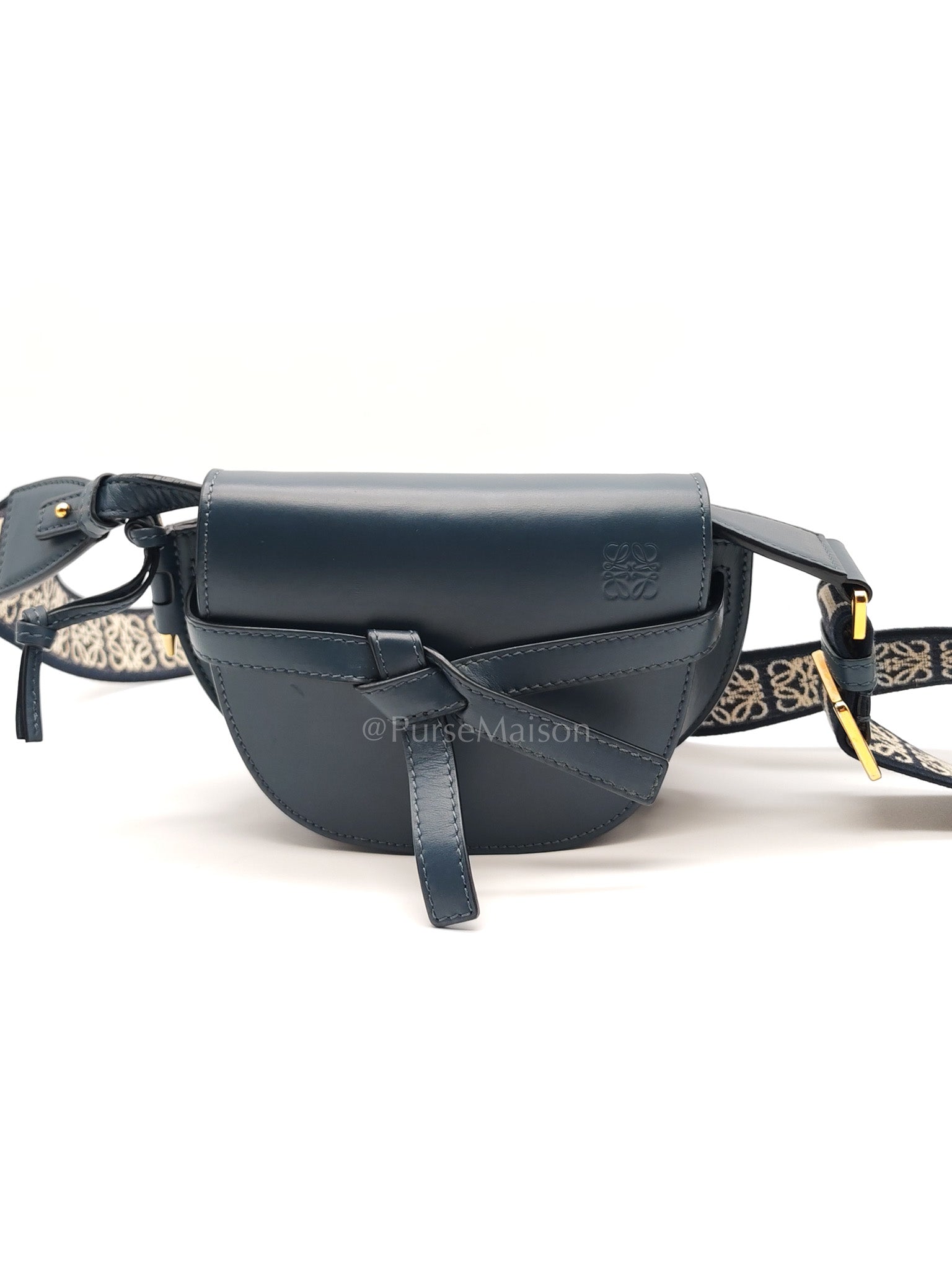 Bolso Gate Dual Bag Mini in Onyx Blue Smooth Calfskin Leather Crossbody Bag | Purse Maison Luxury Bags Shop