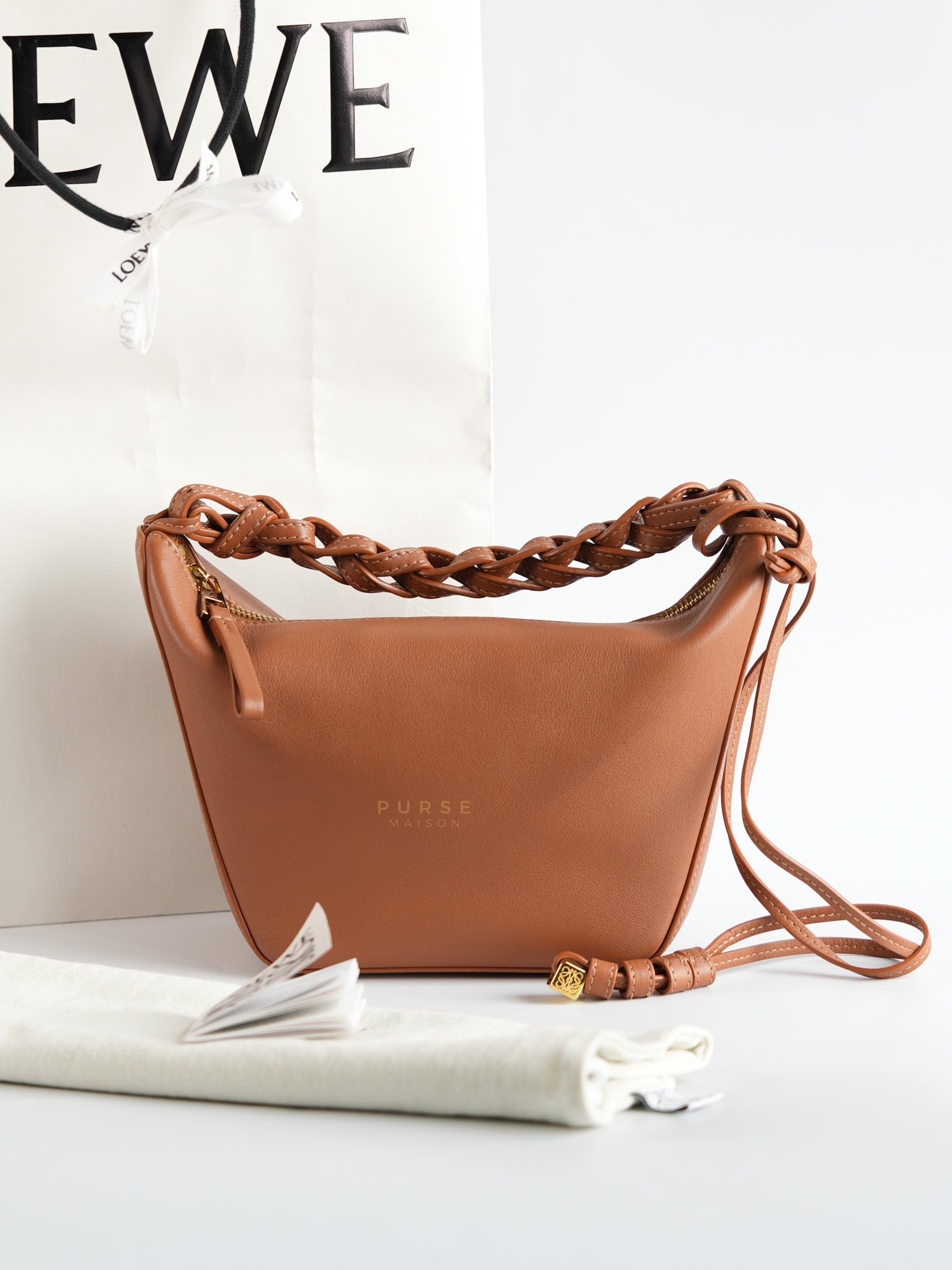 Mini Hammock Hobo Bag in Classic Tan Calfskin Leather | Purse Maison Luxury Bags Shop