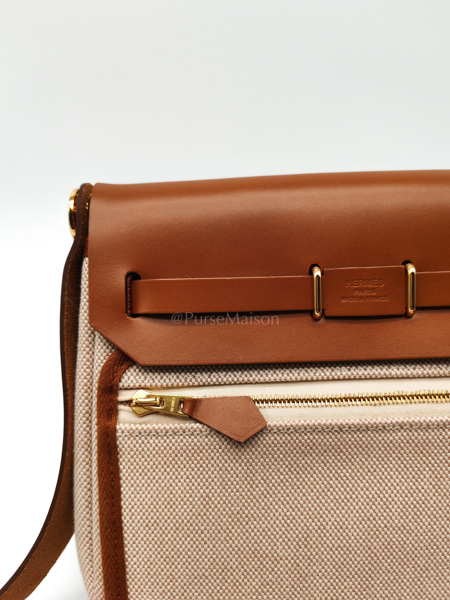 Mini Herbag 20 in Ecru Beige Canvas Gold Hardware Stamp K(2025) | Purse Maison Luxury Bags Shop