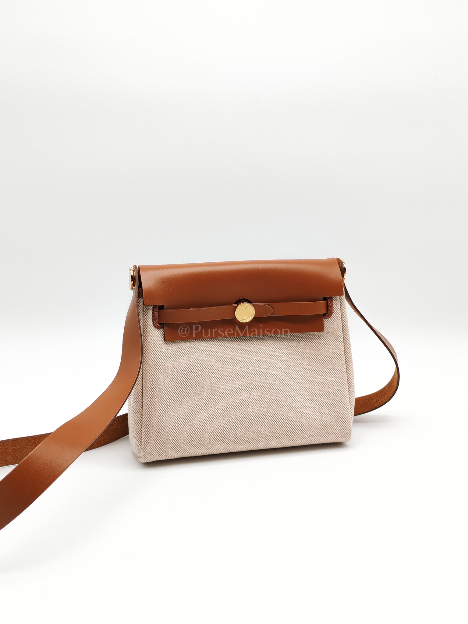 Mini Herbag 20 in Ecru Beige Canvas Gold Hardware Stamp K(2025) | Purse Maison Luxury Bags Shop