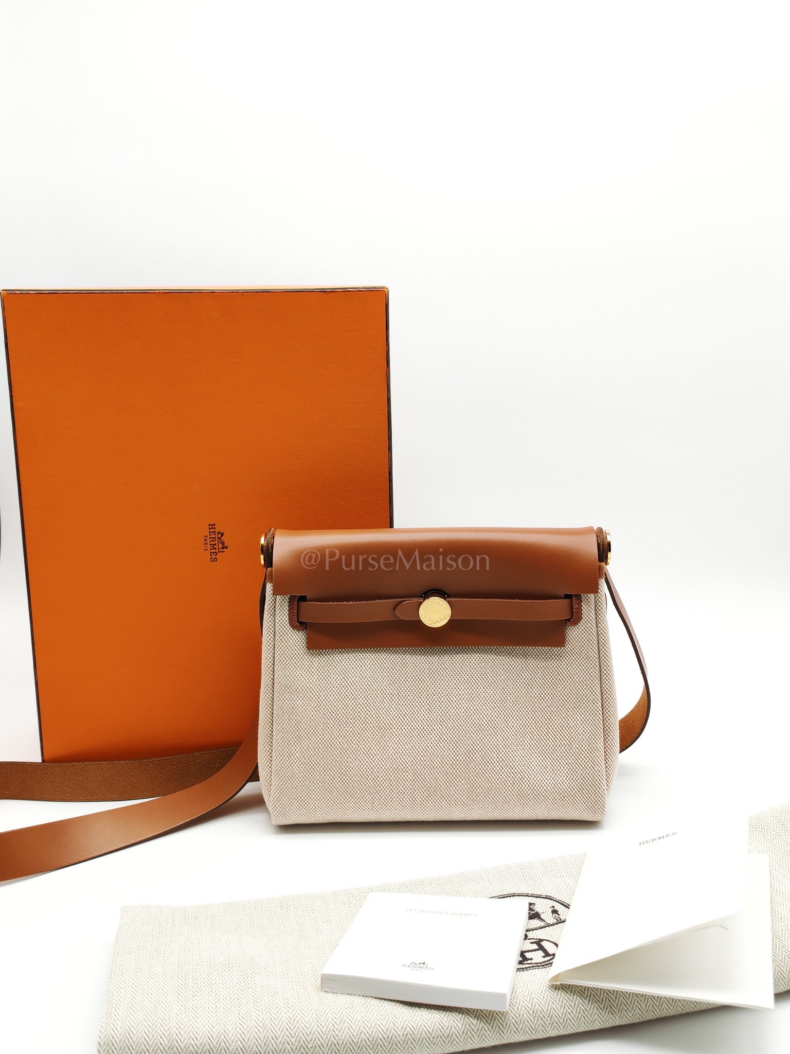 Mini Herbag 20 in Ecru Beige Canvas Gold Hardware Stamp K(2025) | Purse Maison Luxury Bags Shop