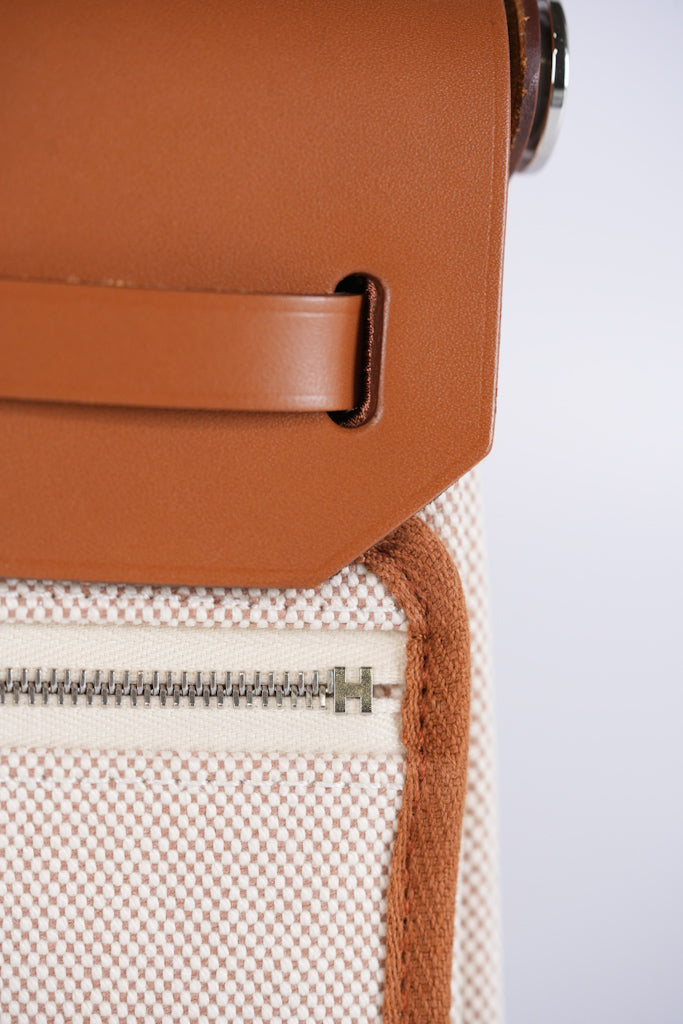 Mini Herbag Beige Ecru Fauve and Palladium Hardware Stamp K (2025) | Purse Maison Luxury Bags Shop