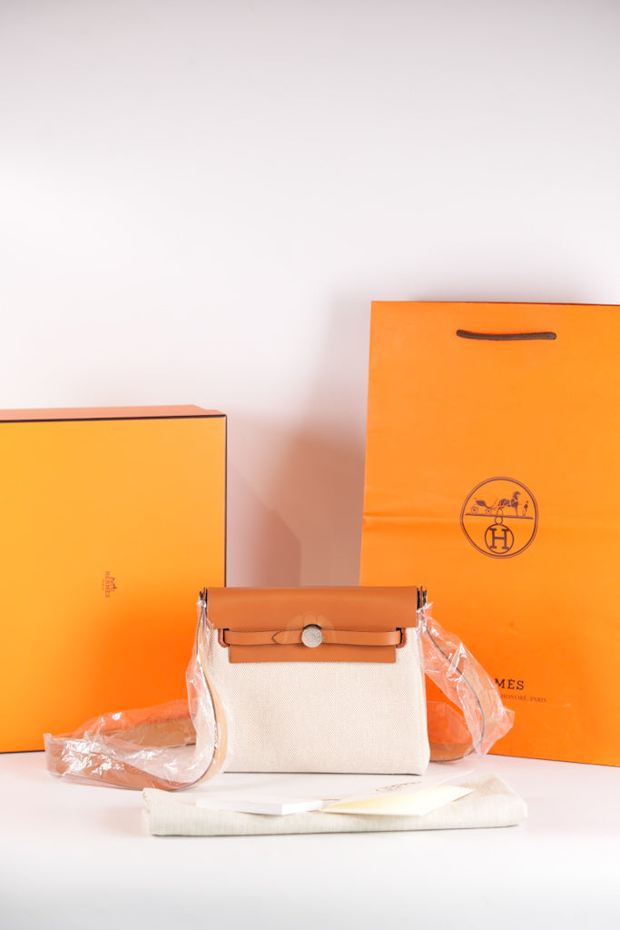 Mini Herbag Beige Ecru Fauve and Palladium Hardware Stamp K (2025) | Purse Maison Luxury Bags Shop