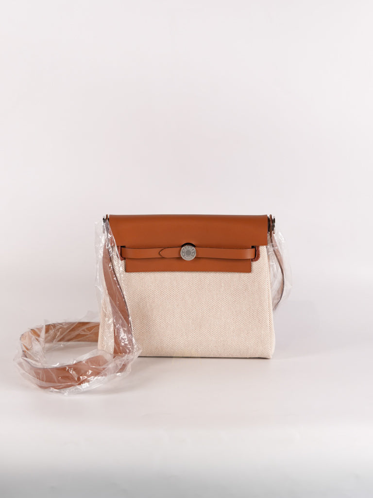 Mini Herbag Beige Ecru Fauve and Palladium Hardware Stamp K (2025) | Purse Maison Luxury Bags Shop