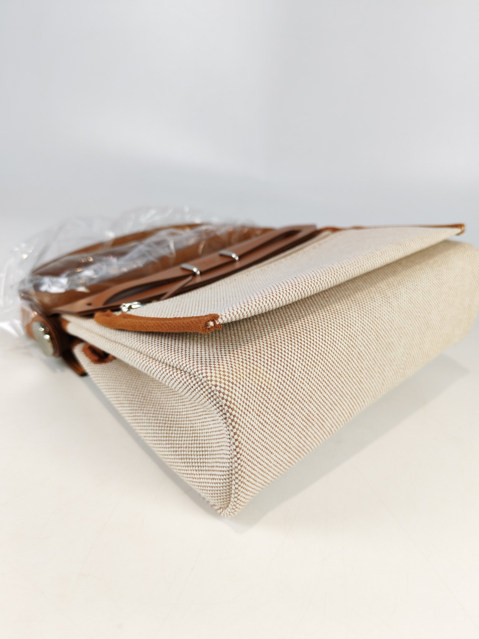 Mini Herbag Beige Leather Canvas and Palladium Hardware Stamp K (2025) | Purse Maison Luxury Bags Shop