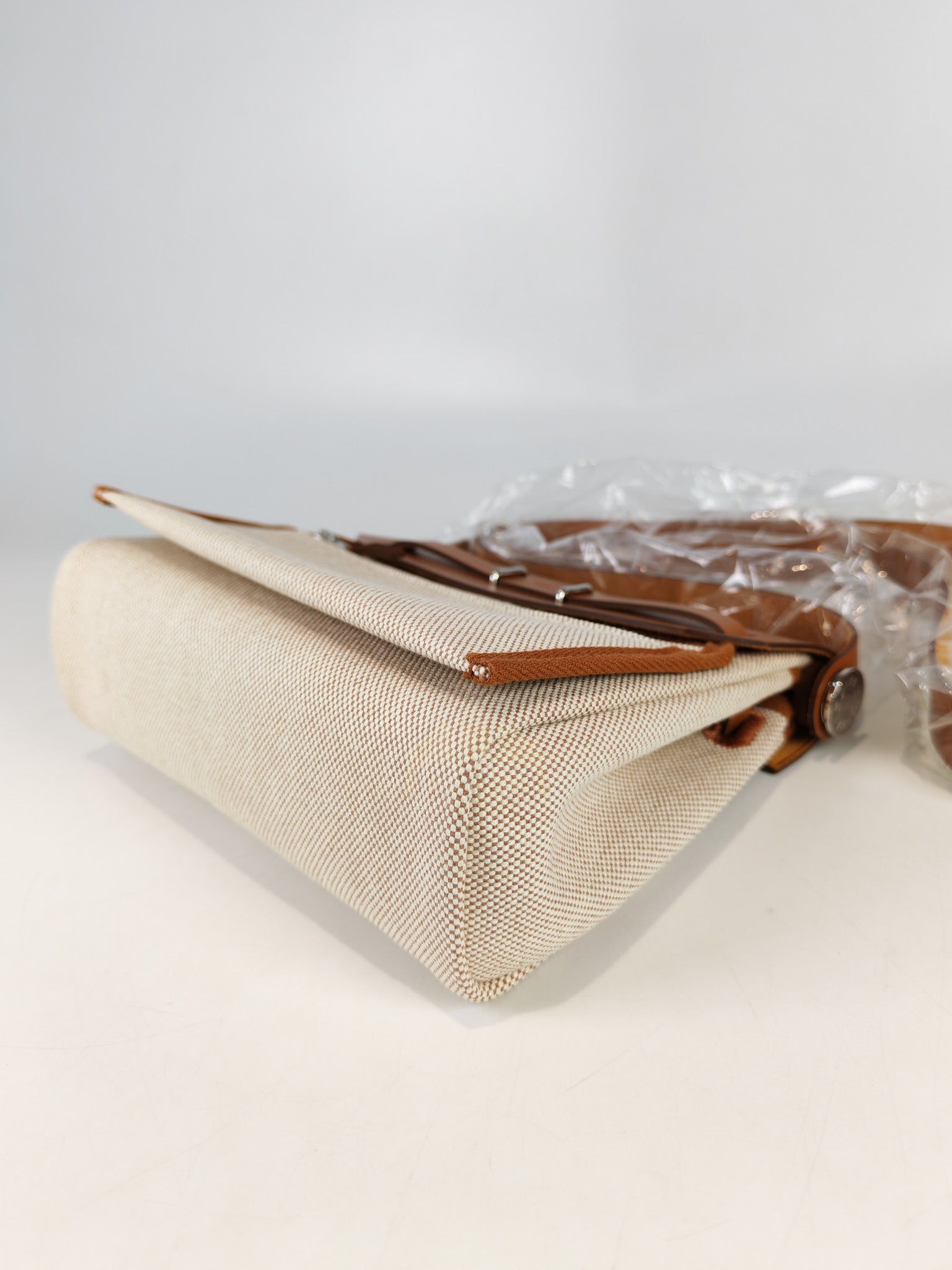 Mini Herbag Beige Leather Canvas and Palladium Hardware Stamp K (2025) | Purse Maison Luxury Bags Shop