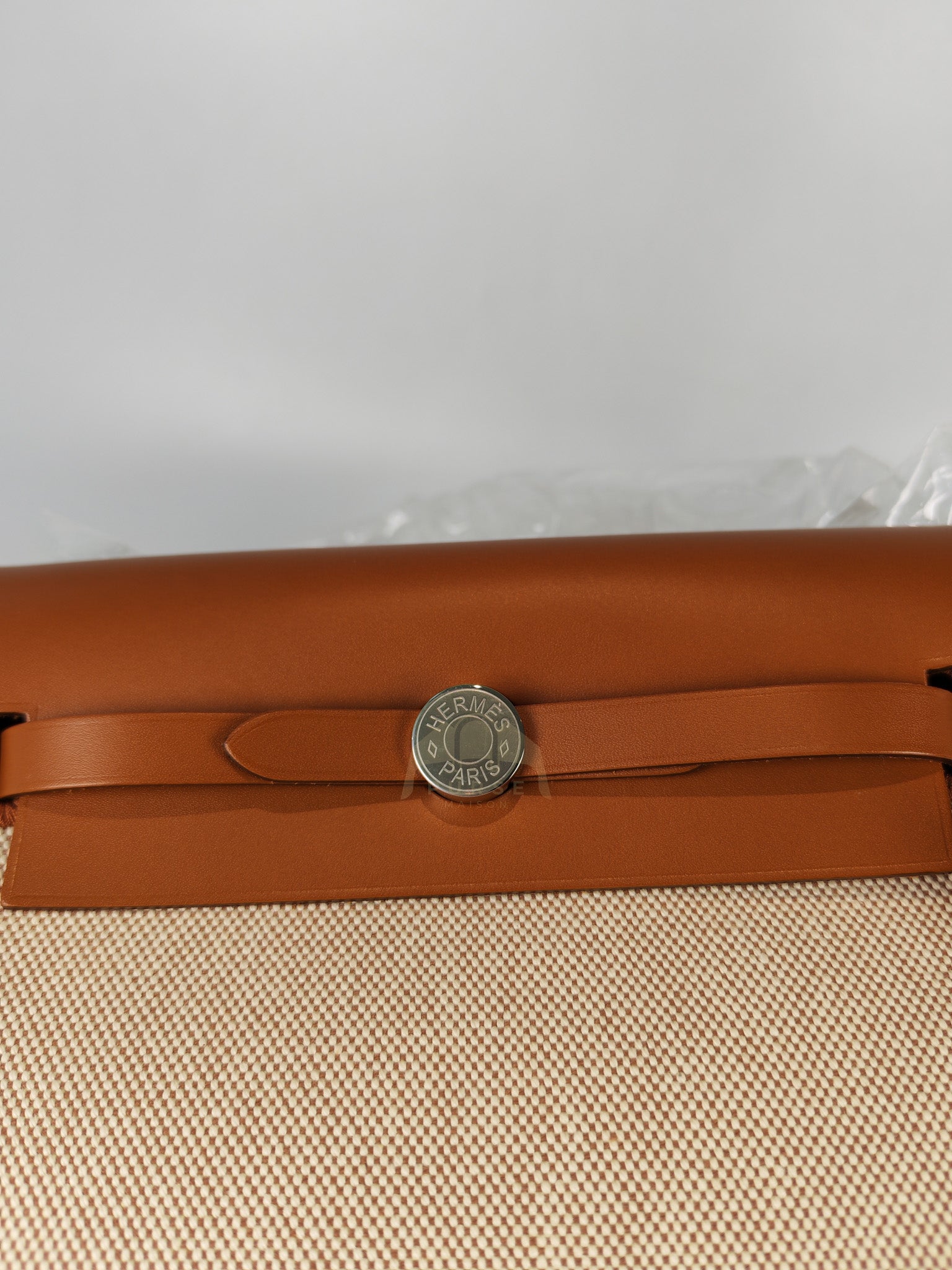 Mini Herbag Beige Leather Canvas and Palladium Hardware Stamp K (2025) | Purse Maison Luxury Bags Shop