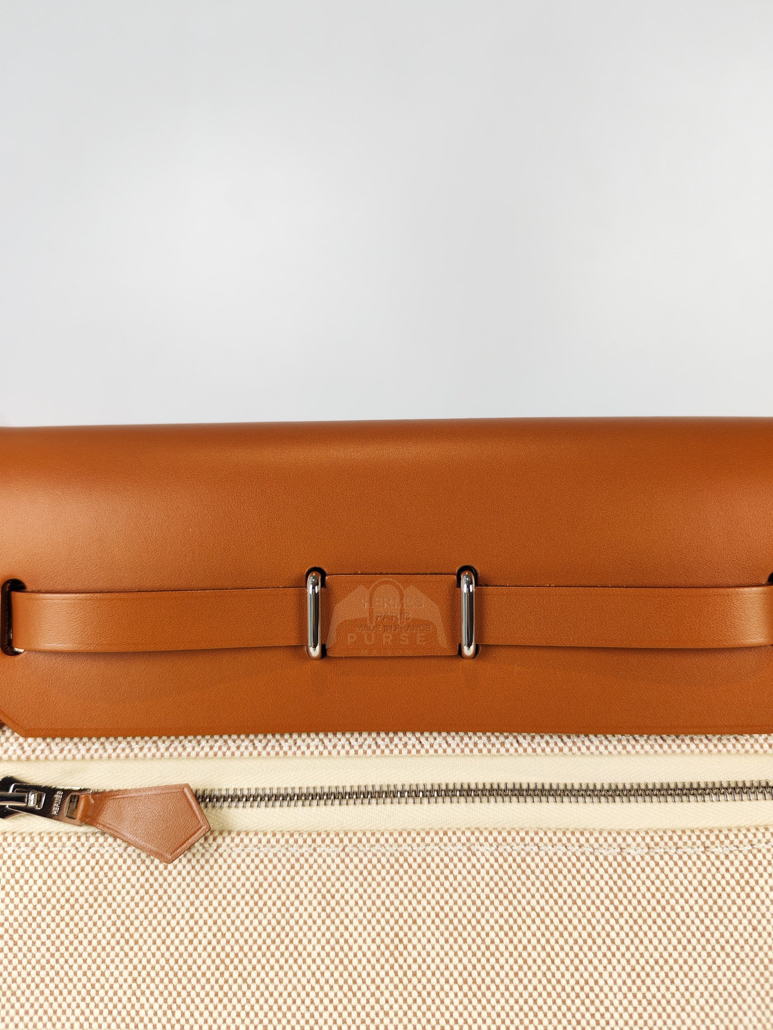 Mini Herbag Beige Leather Canvas and Palladium Hardware Stamp K (2025) | Purse Maison Luxury Bags Shop