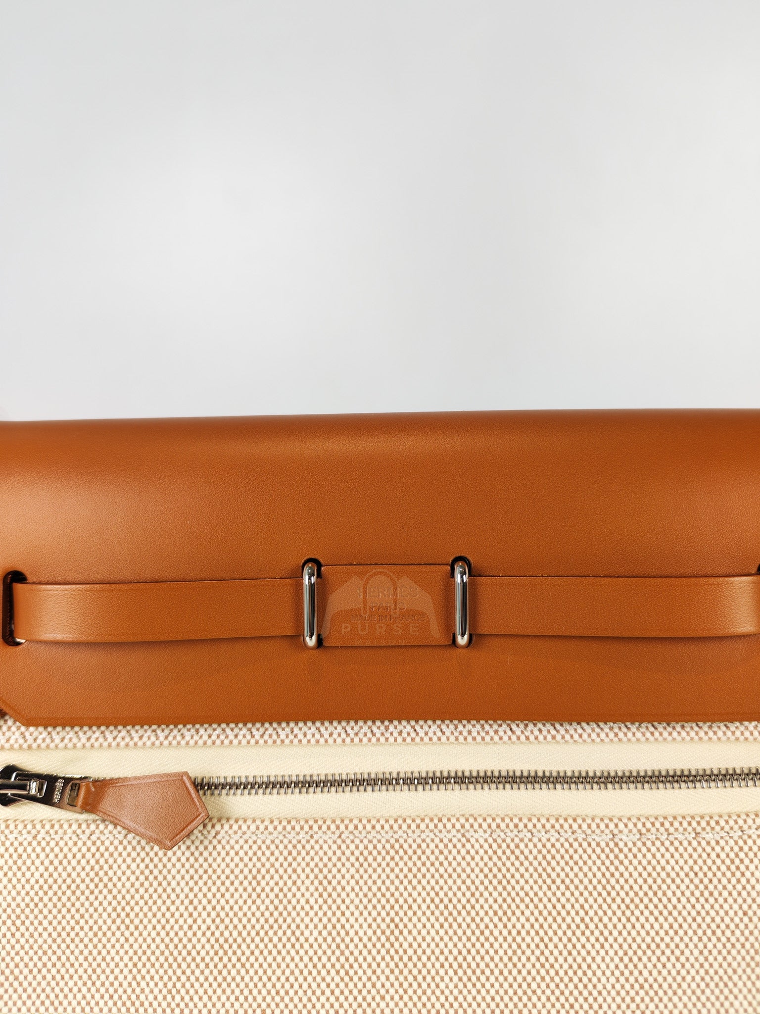 Mini Herbag Beige Leather Canvas and Palladium Hardware Stamp K (2025) | Purse Maison Luxury Bags Shop