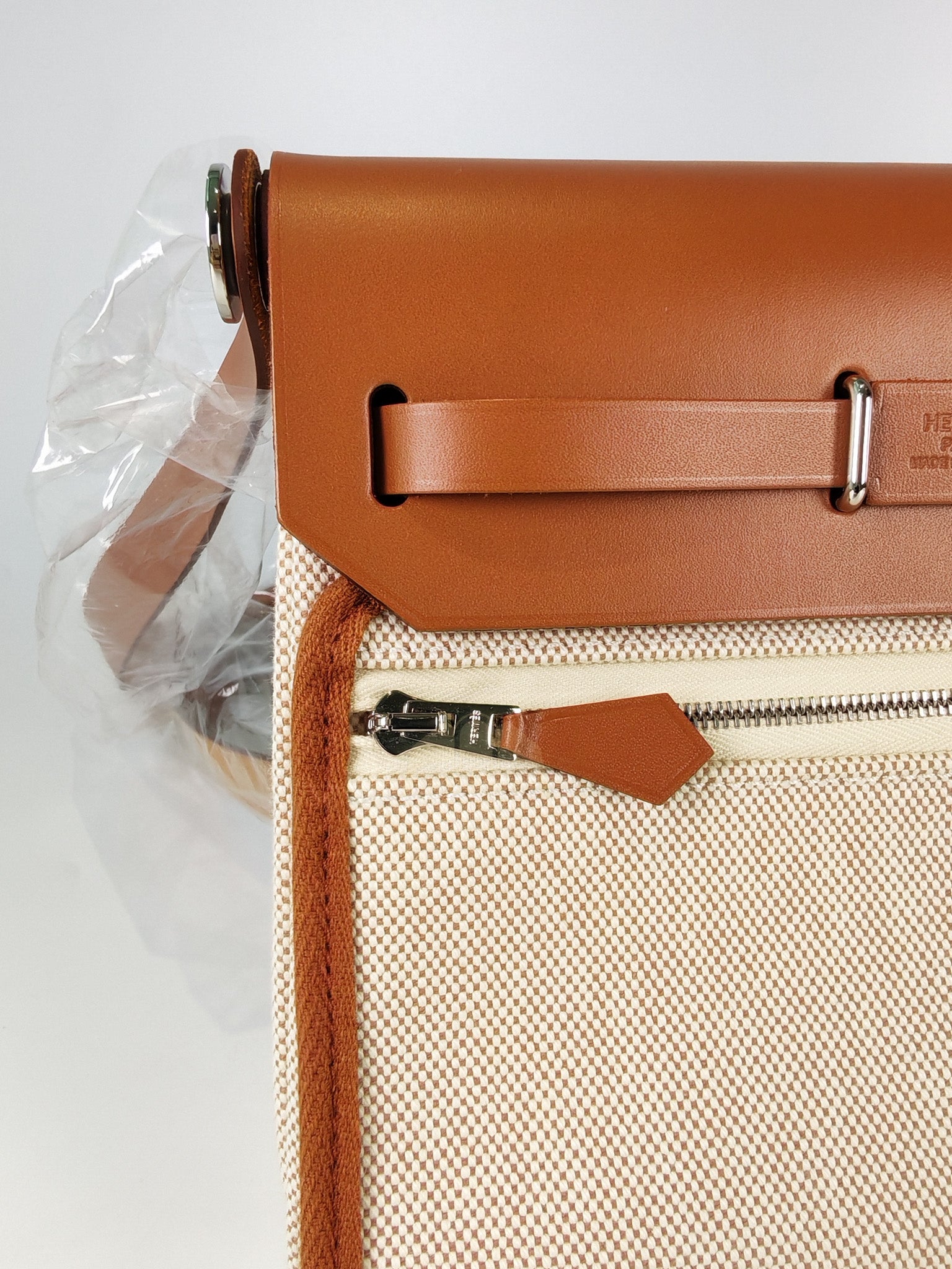 Mini Herbag Beige Leather Canvas and Palladium Hardware Stamp K (2025) | Purse Maison Luxury Bags Shop