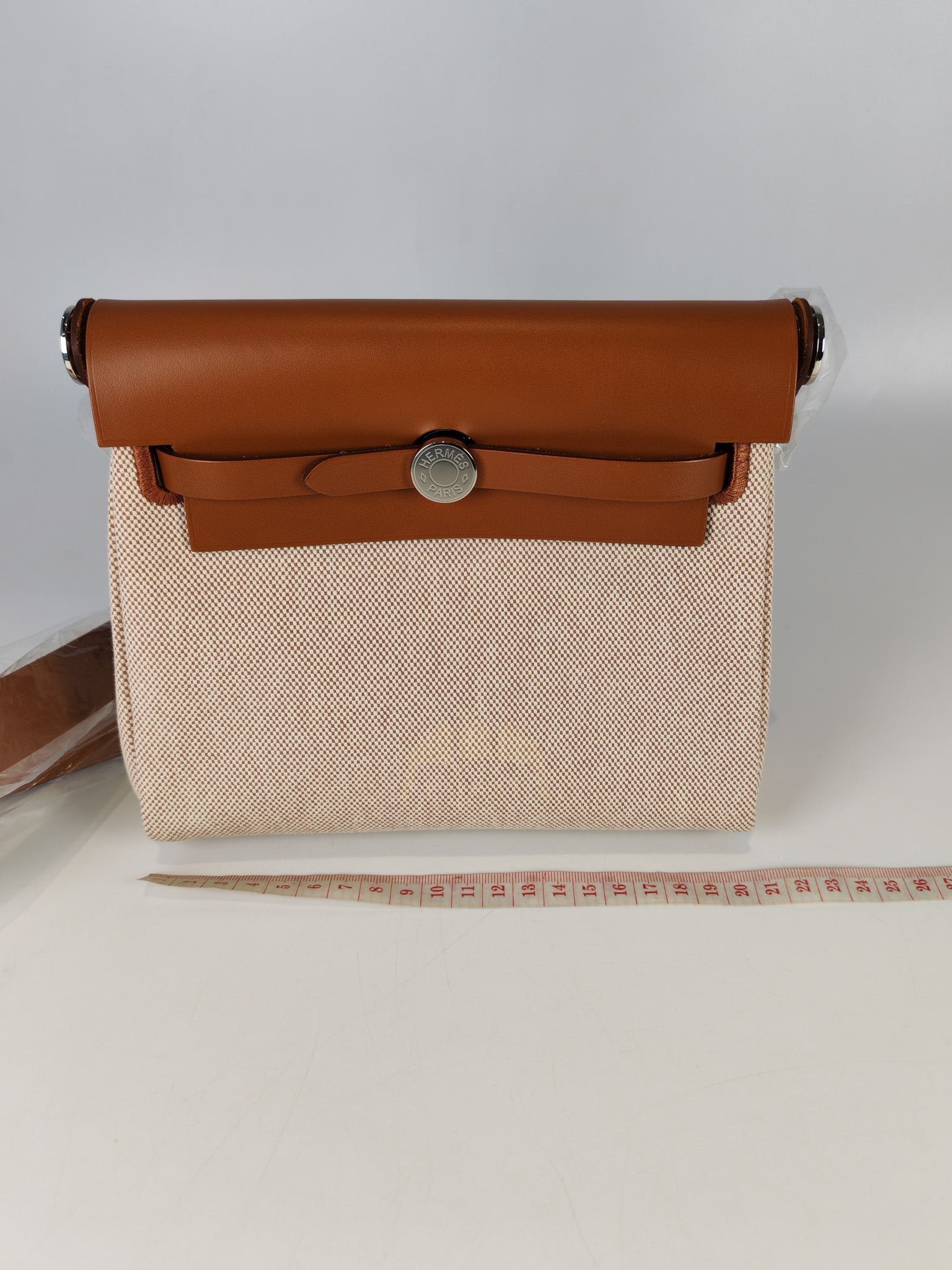Mini Herbag Beige Leather Canvas and Palladium Hardware Stamp K (2025) | Purse Maison Luxury Bags Shop
